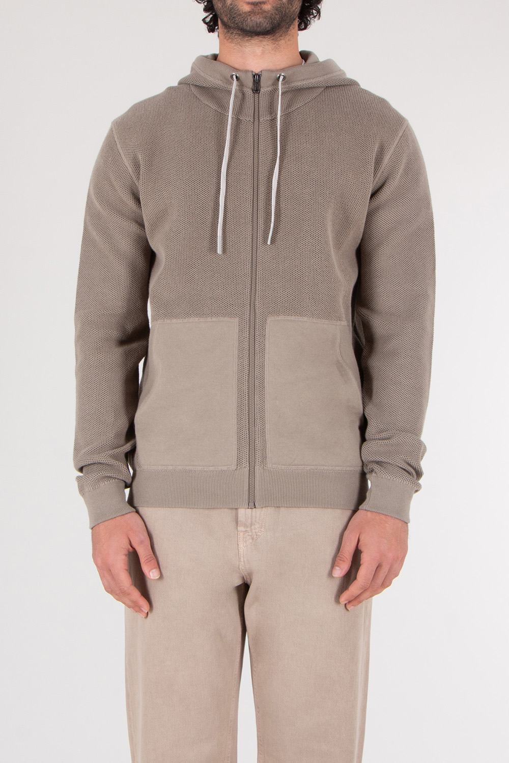 SEAESE Regular Fit 3D Honeycomb Knit Hooded Sweatshirt