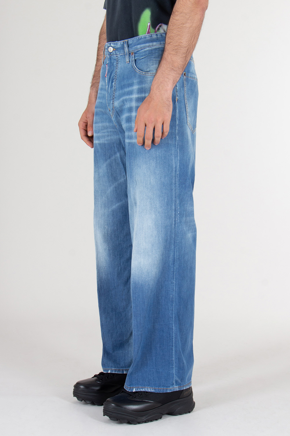 DSQUARED2 Relaxed Fit Washed Distressed Denim Jeans