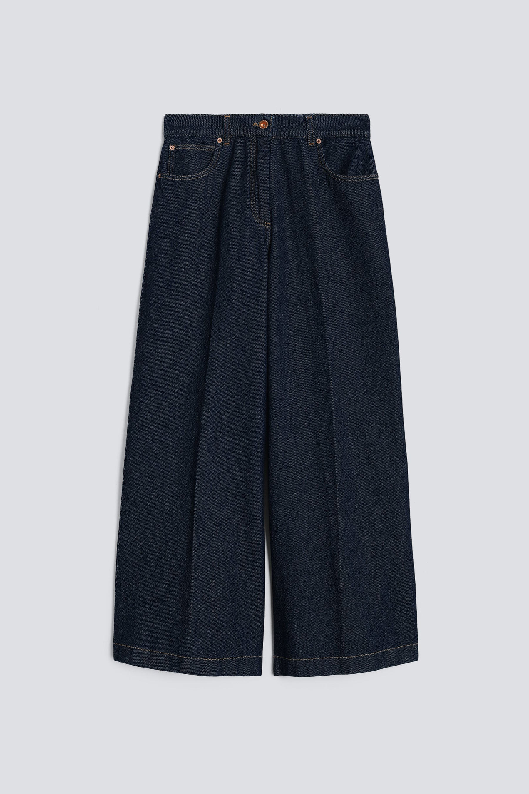 ASPESI Wide Leg Cotton Denim Jeans Bekleidung, Hosen, Kurze Hosen, Rock, Jeanshose