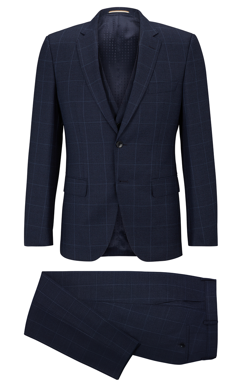 BOSS Virgin Wool Slim Fit Checked Suit BOSS Virgin Wool Slim Fit Checked Suit