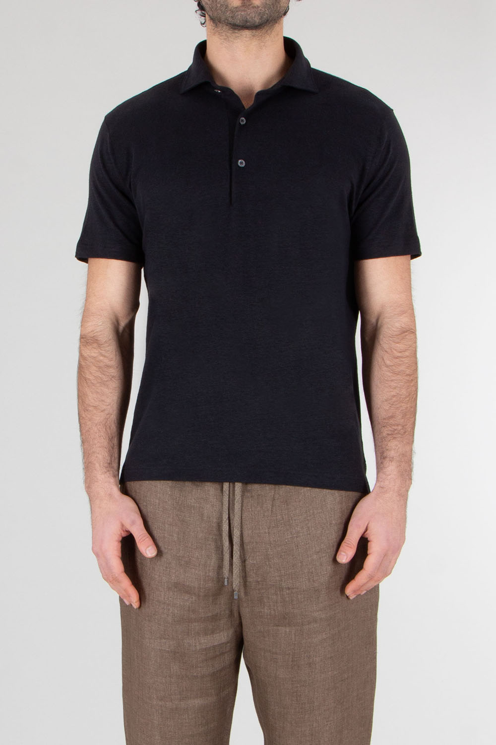 STEFAN BRANDT Regular Fit Linen Stretch Jersey Polo Shirt Laurin