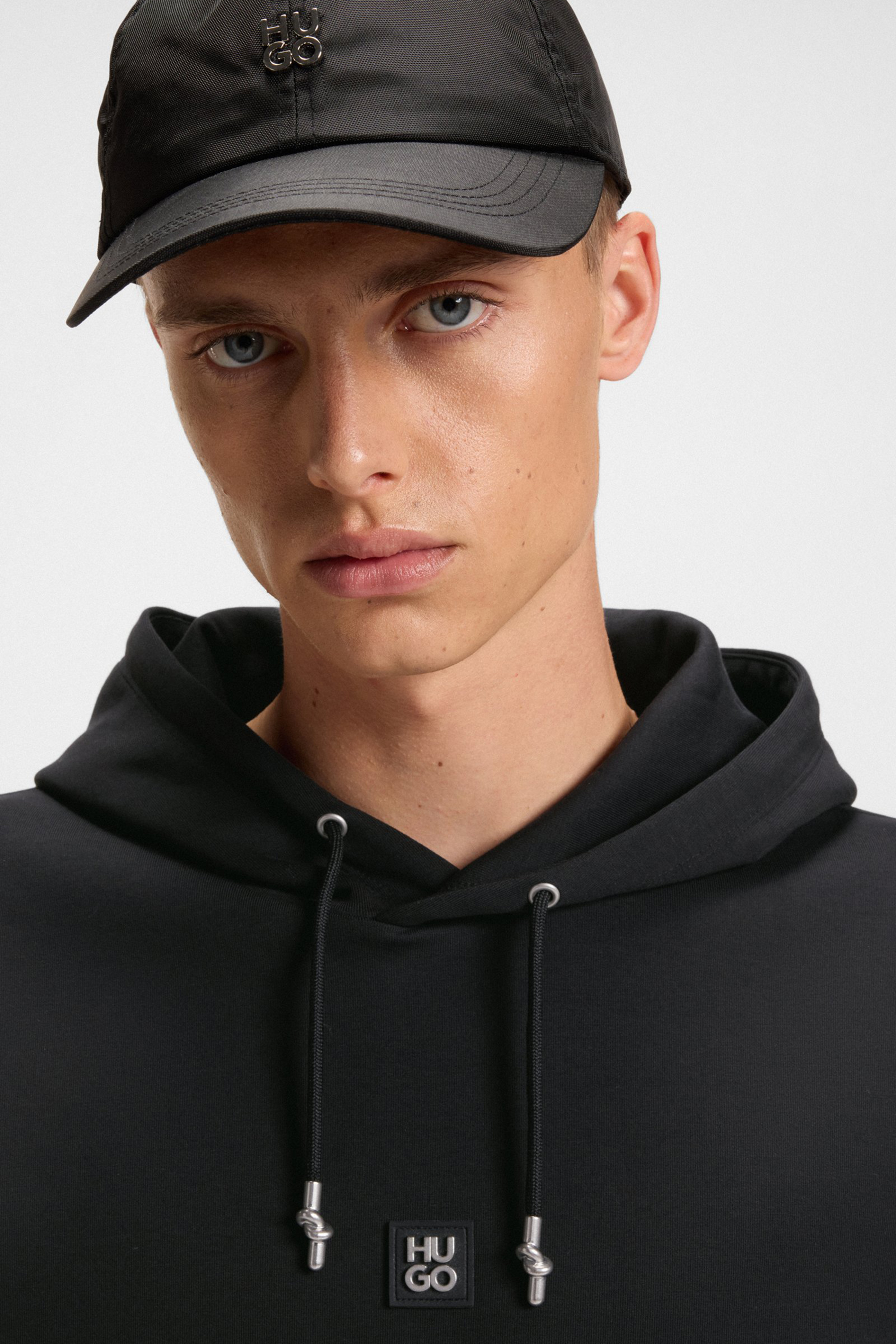 HUGO Relaxed Fit Interlock Cotton Blend Hoodie Dargenhood Mütze, Hut, Baseball-Kappe, Sweatshirt, Kapuzenpulli