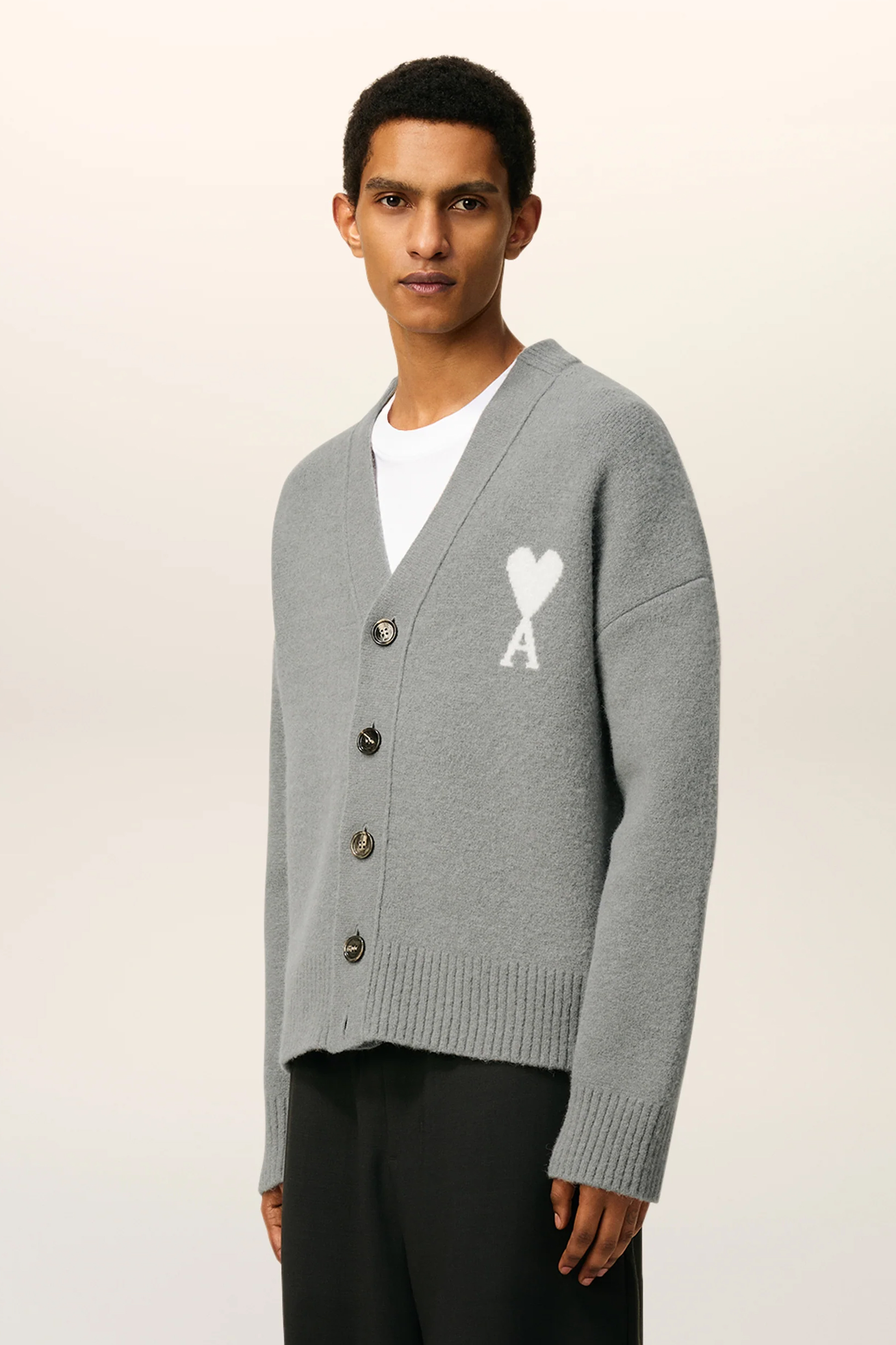 AMI PARIS Relaxed Fit Ami De Coeur Alpaca Blend Cardigan Strickwaren, Pullover, Strickjacke, Mann, Person