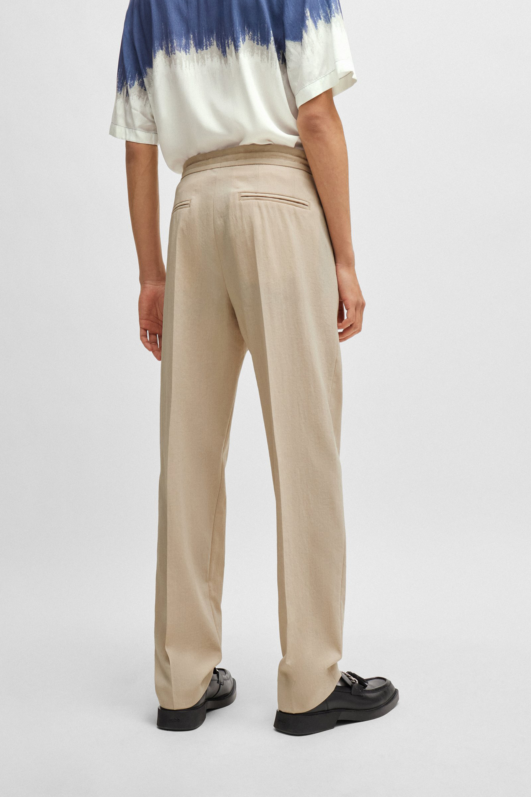 HUGO Modern-Fit Linen Optic Pants Teagan