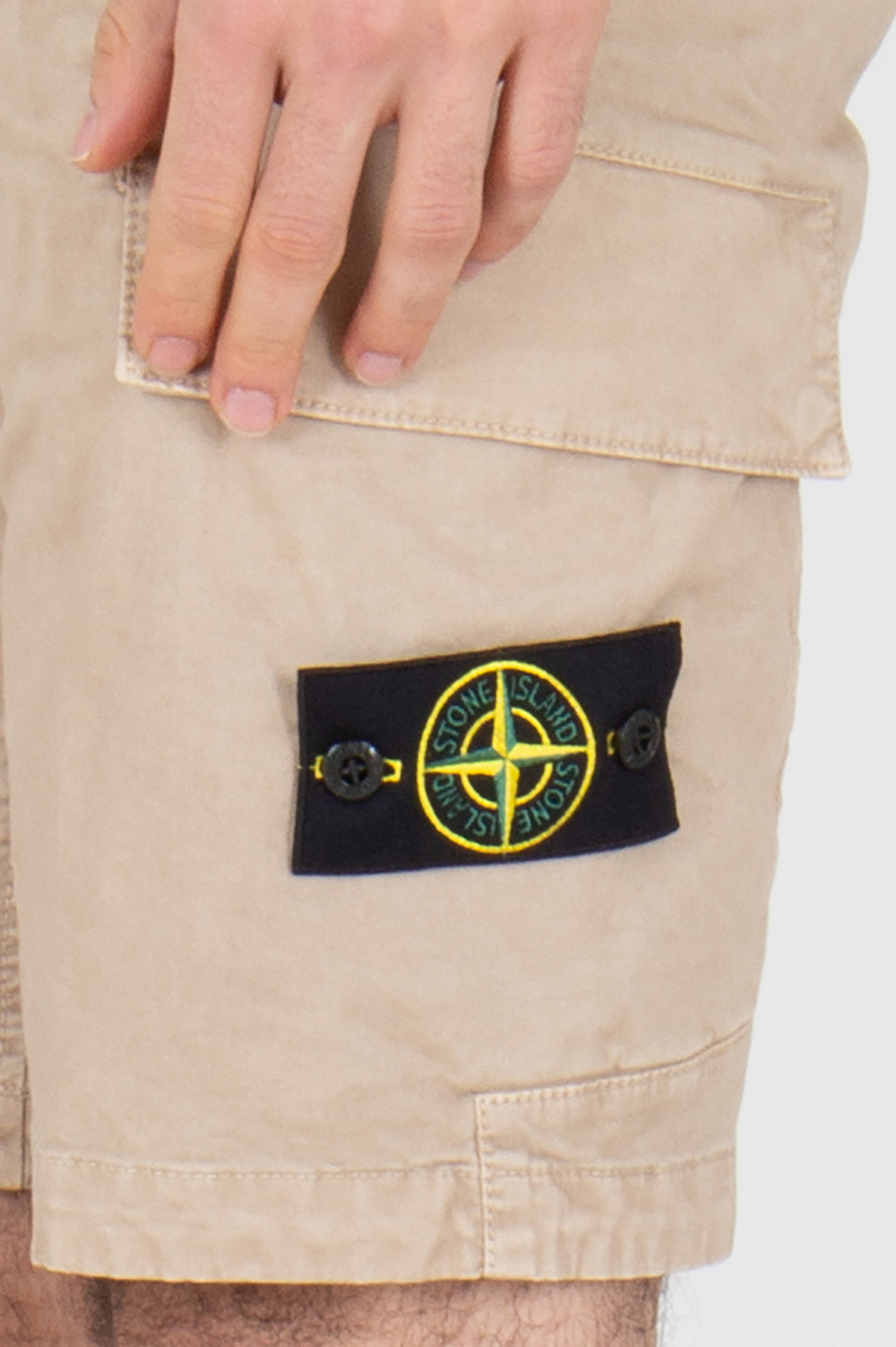 STONE ISLAND Slim Fit OLD Effect Organic Cotton Stretch Broken Twill Cargo Shorts