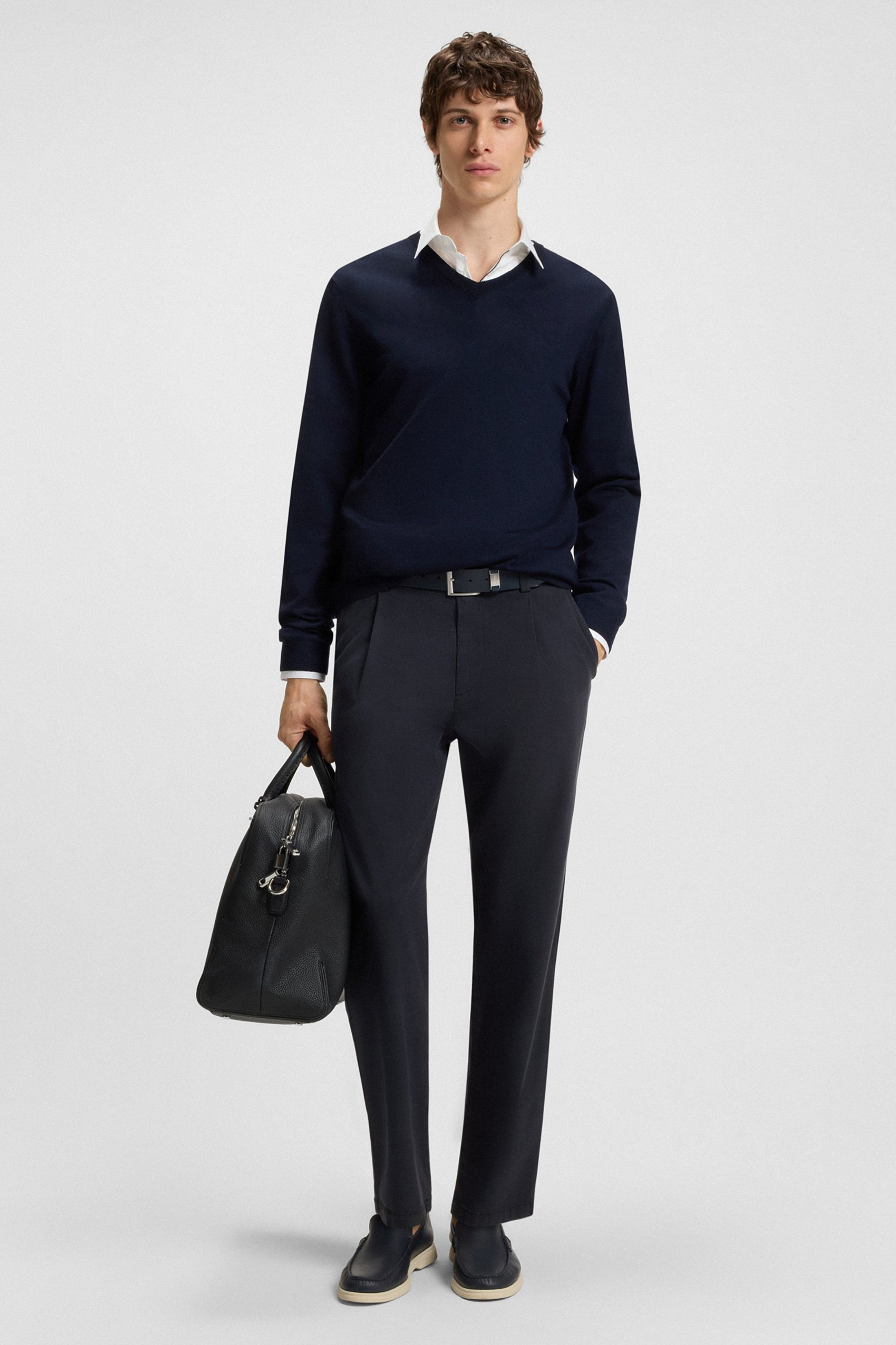 BOSS Tapered Fit Brushed Lyocell-Cotton Blend Stretch Twill Pants C-Kerin Hosen, Langarm, Anzug, Tasche, Handtasche
