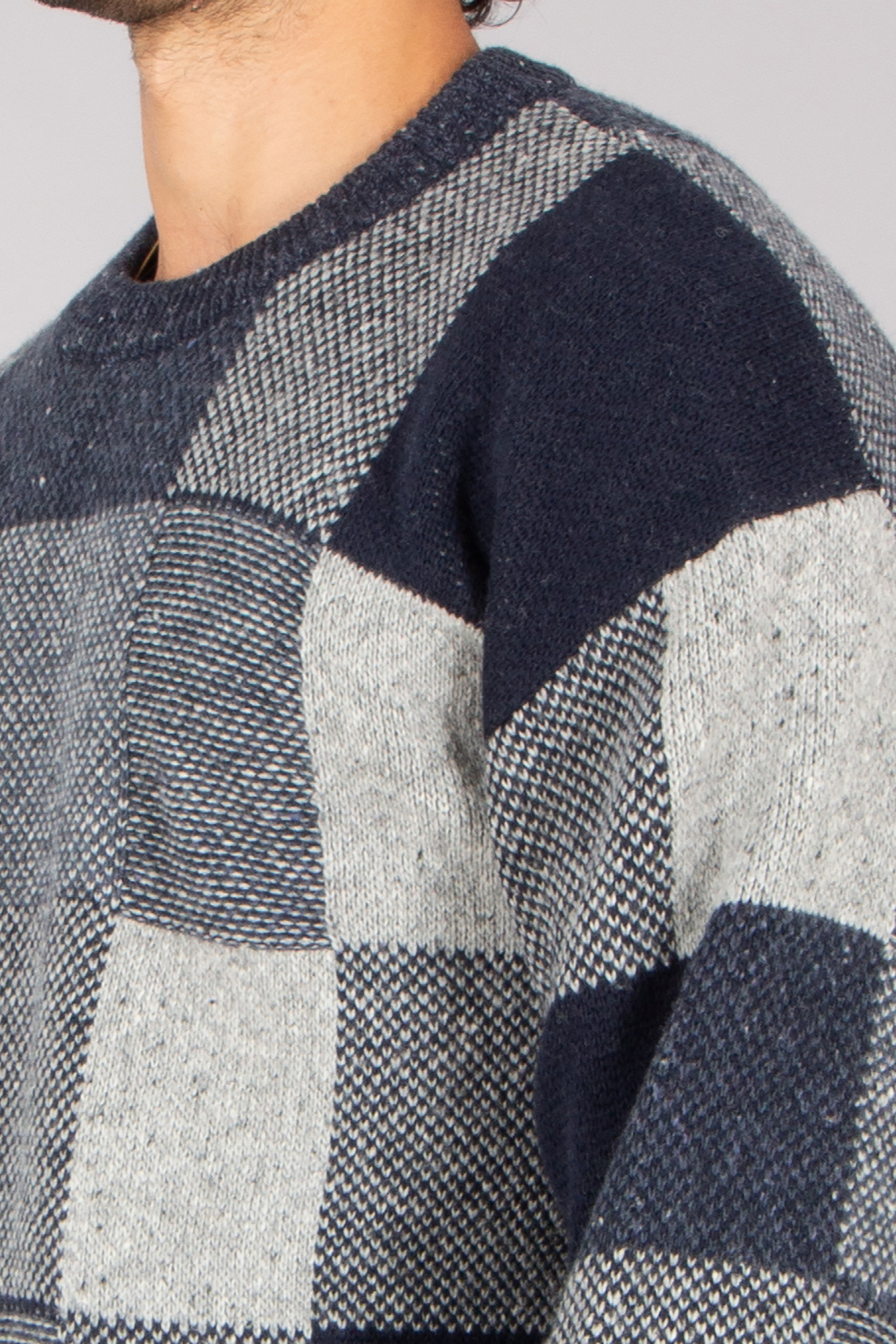 PAUL SMITH Regular Fit Patchwork Cotton-Wool Blend Crew Neck Sweater Bekleidung, Strickwaren, Pullover, Mantel