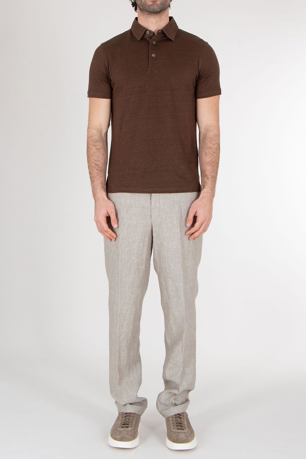 AURÉLIEN Slim Fit Linen Polo Shirt