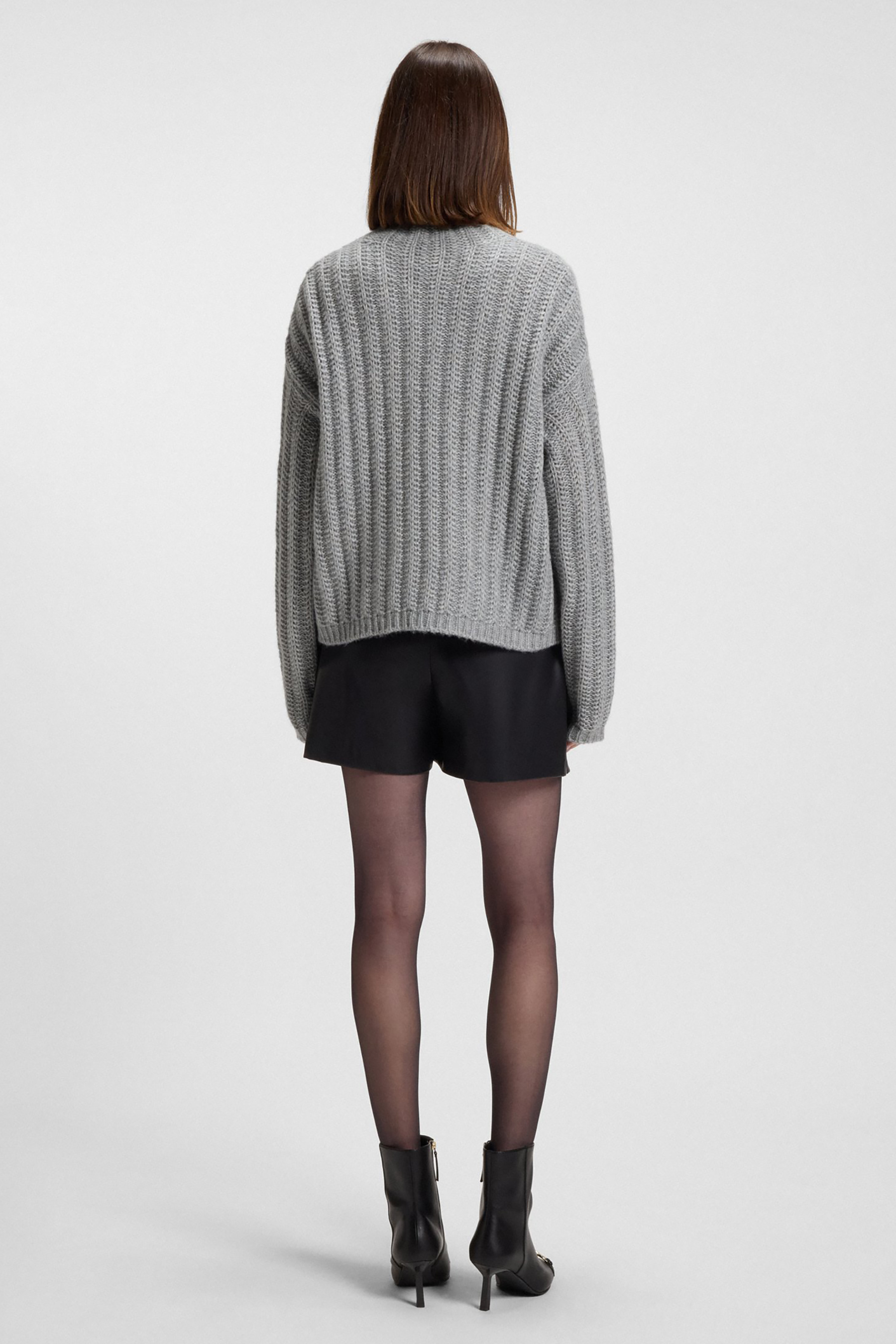 HUGO Relaxed Fit Ribbed Cotton-Wool-Alpaca Blend Mock Neck Sweater Safineyny Pulli, Erwachsener, Weiblich, Person, Frau