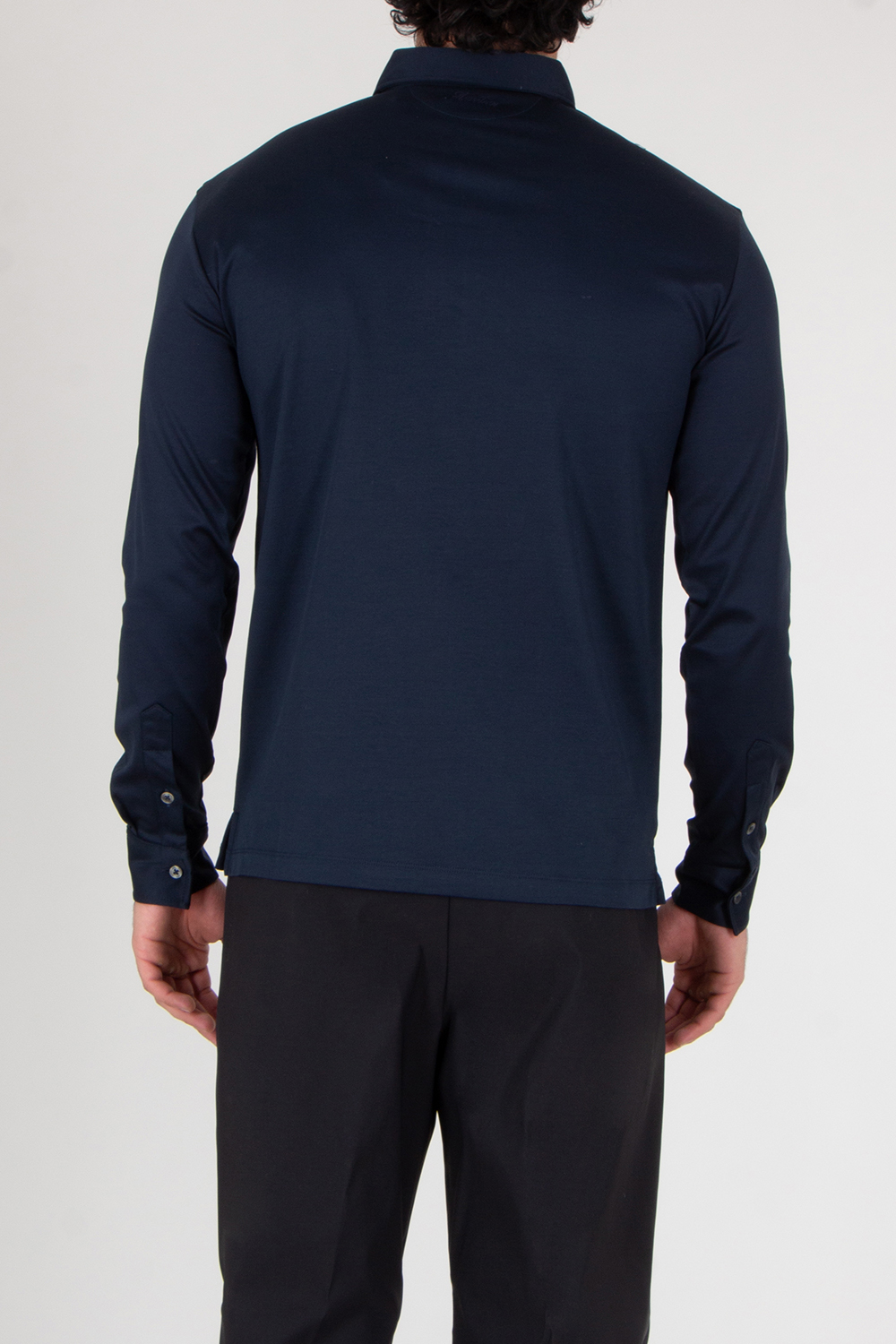 AURÉLIEN Slim Fit Long Sleeve Mercerized Egyptian Cotton  Polo Shirt
