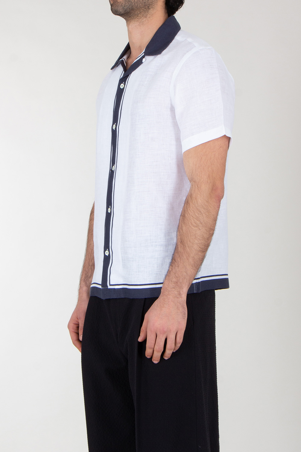 VAN LAAK Linen Short Sleeve Bowling Shirt 