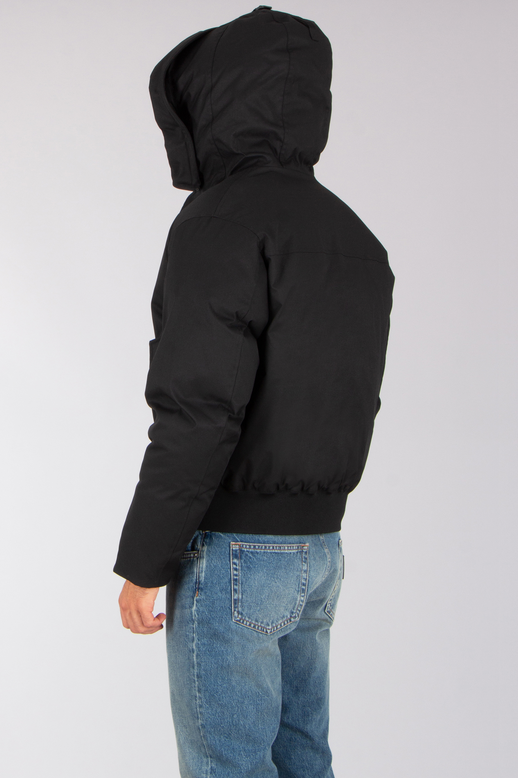 DSQUARED2 Relaxed Fit Technical Canvas Techno Bomber Jacket Mantel, Jacke, Kapuze, Kapuzenpulli, Jeanshose
