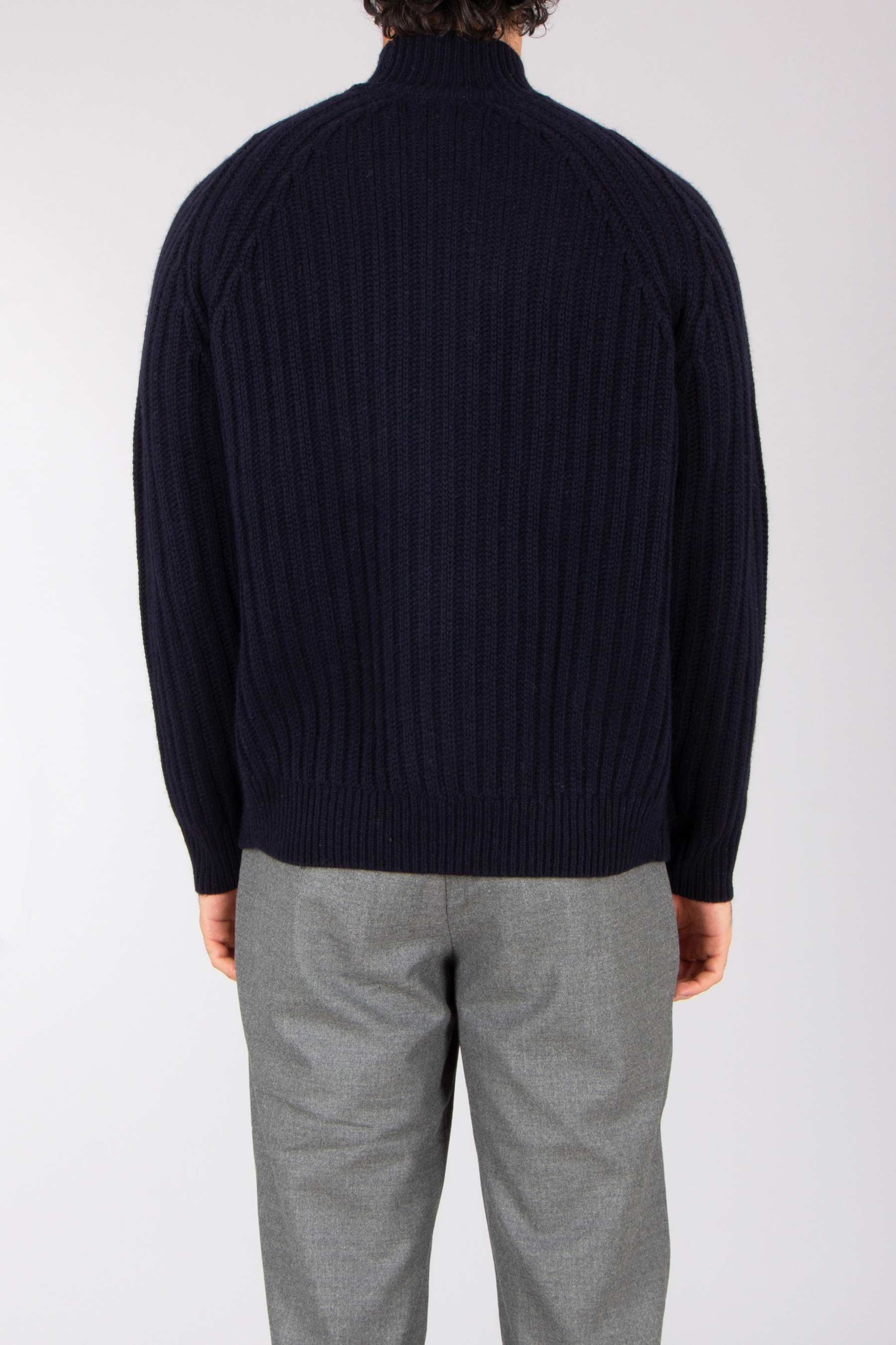ALLED Regular Fit Ribbed Virgin Wool-Cashmere Blend Mock Neck Sweater Bekleidung, Strickwaren, Pullover