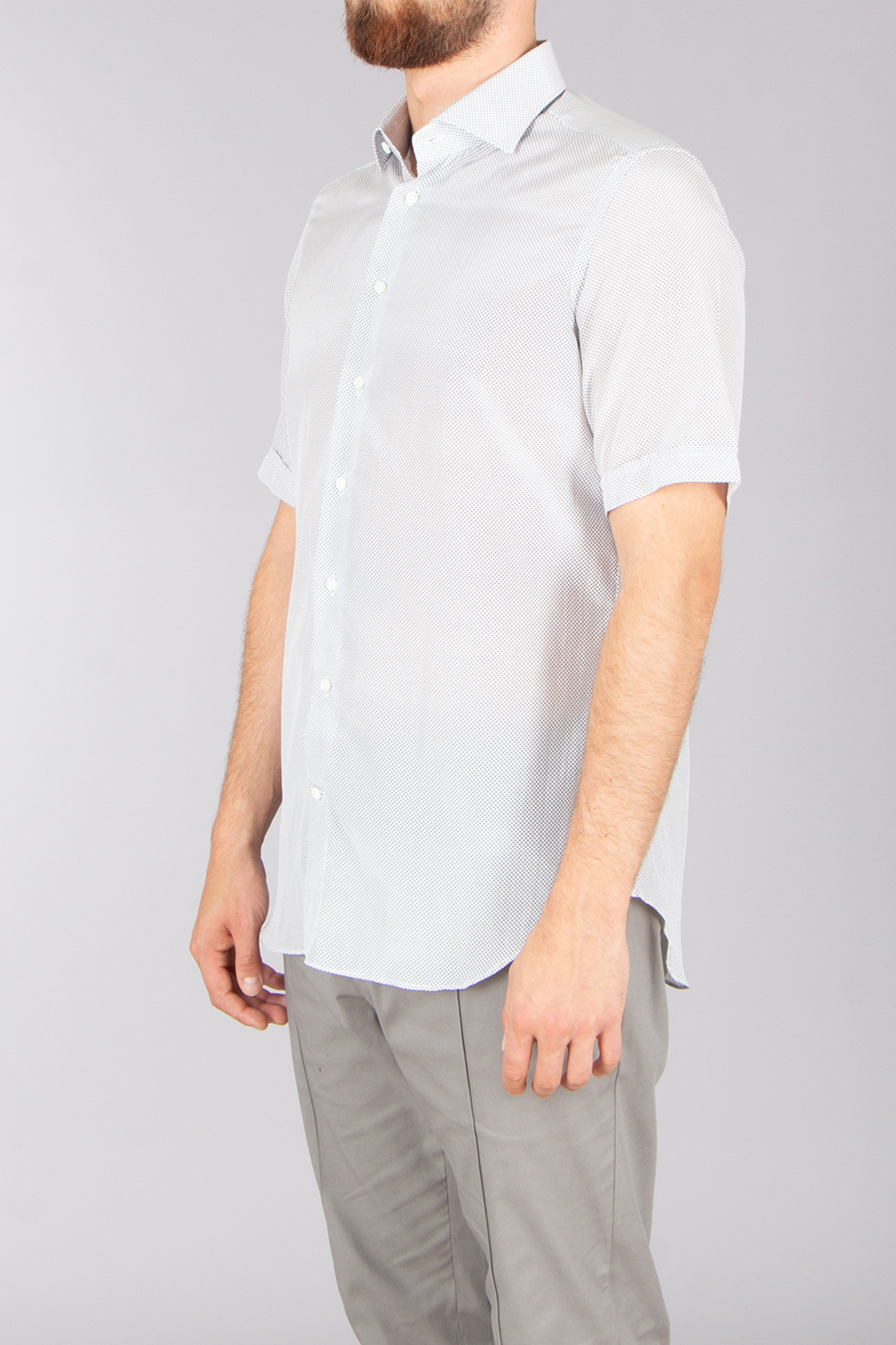 EMANUELE MAFFEIS Regular Fit Patterned Cotton-Silk Blend Short-Sleeve Shirt Eduardo Twins Bekleidung, Hemd, Kleid, Hemd, Bluse, Leinen