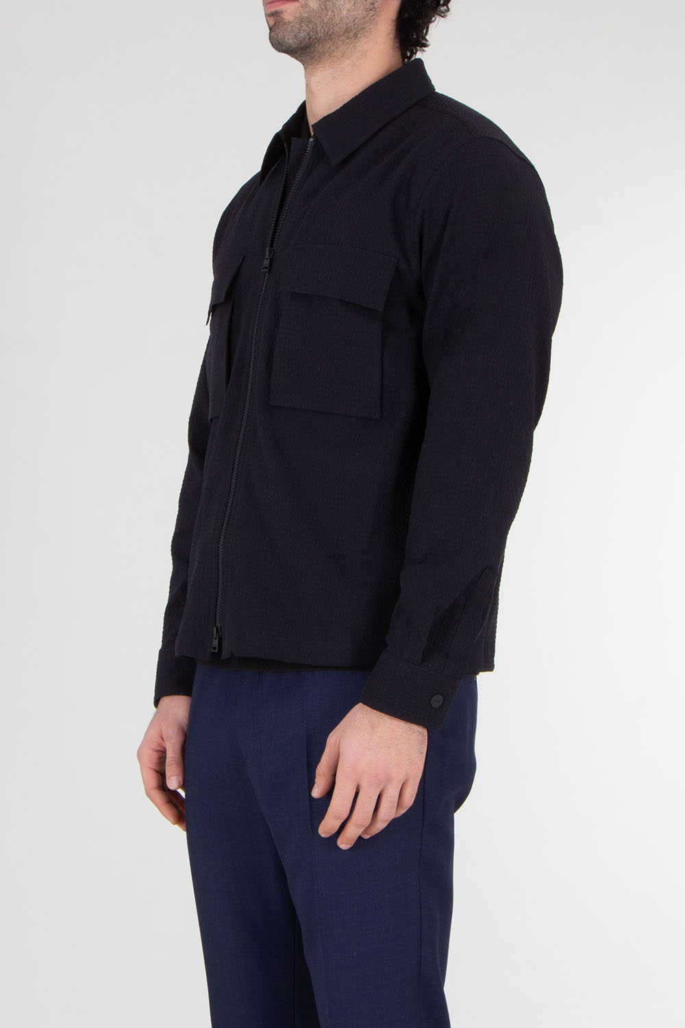 HUGO Regular Fit Cotton Seersucker Shirt Jacket