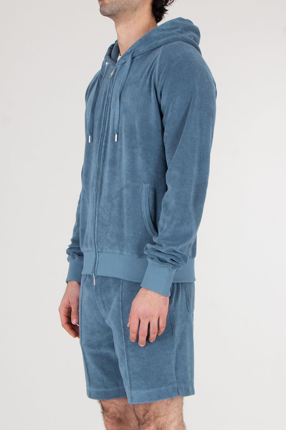 AURÉLIEN Cotton Blend Terry Zip Hoodie 