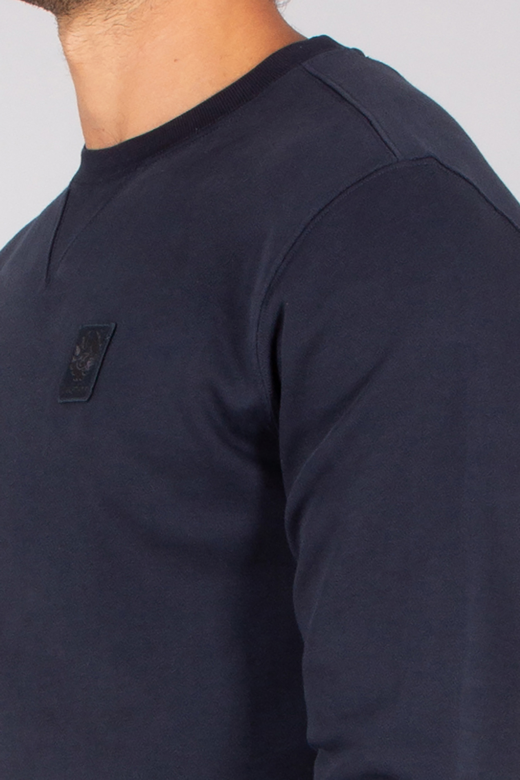 BELSTAFF Regular Fit Supima Cotton Fleece Crew Neck Sweatshirt Curator Langarm, Ärmel, Vlies, Mann, Person