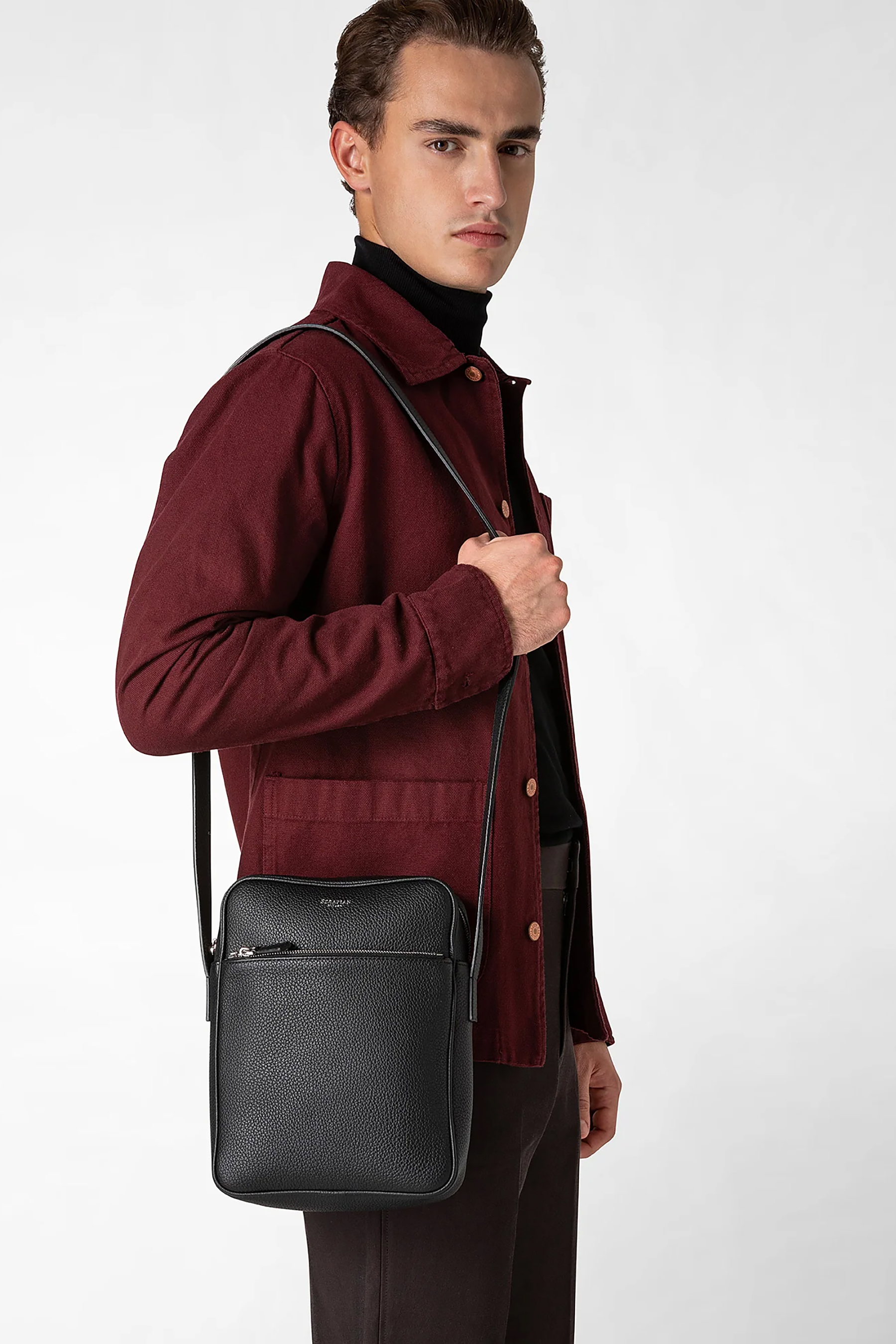 SERAPIAN Cashmere Leather Messenger Bag North South SERAPIAN Cashmere Leather Messenger Bag North South