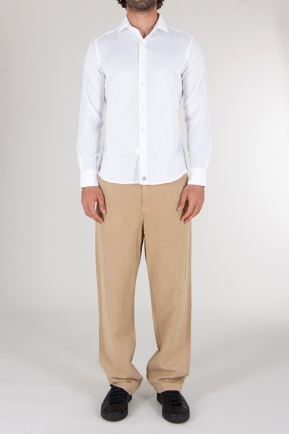 SONRISA Regular Fit Shark Collar Lyocell Cotton Shirt