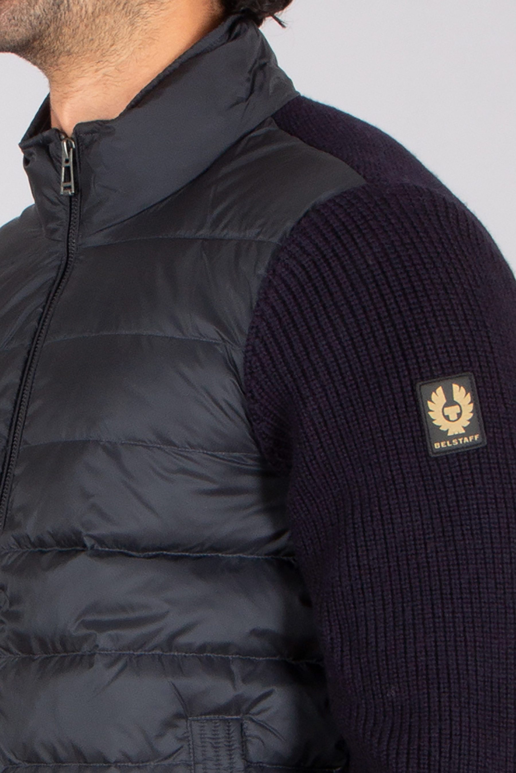 BELSTAFF Regular Fit Down Padded Wool Cardigan Circuiteer Bekleidung, Mantel, Jacke, Weste