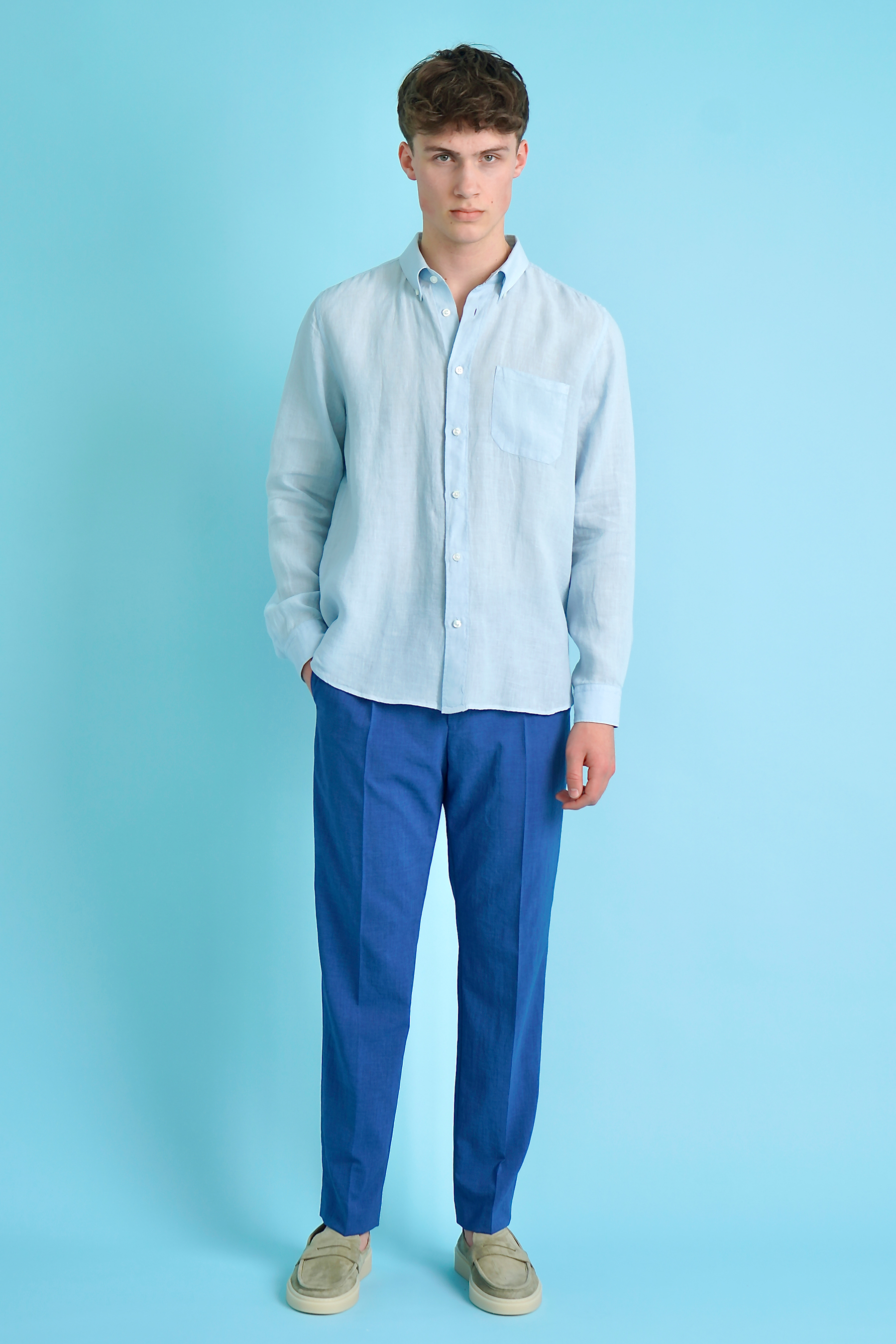 HUGO Straight Fit Linen Shirt Ermann