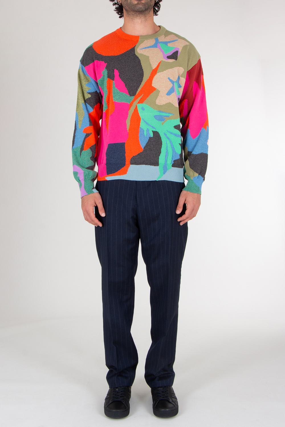 PAUL SMITH 'River Collage' Knitted Cotton Sweater
