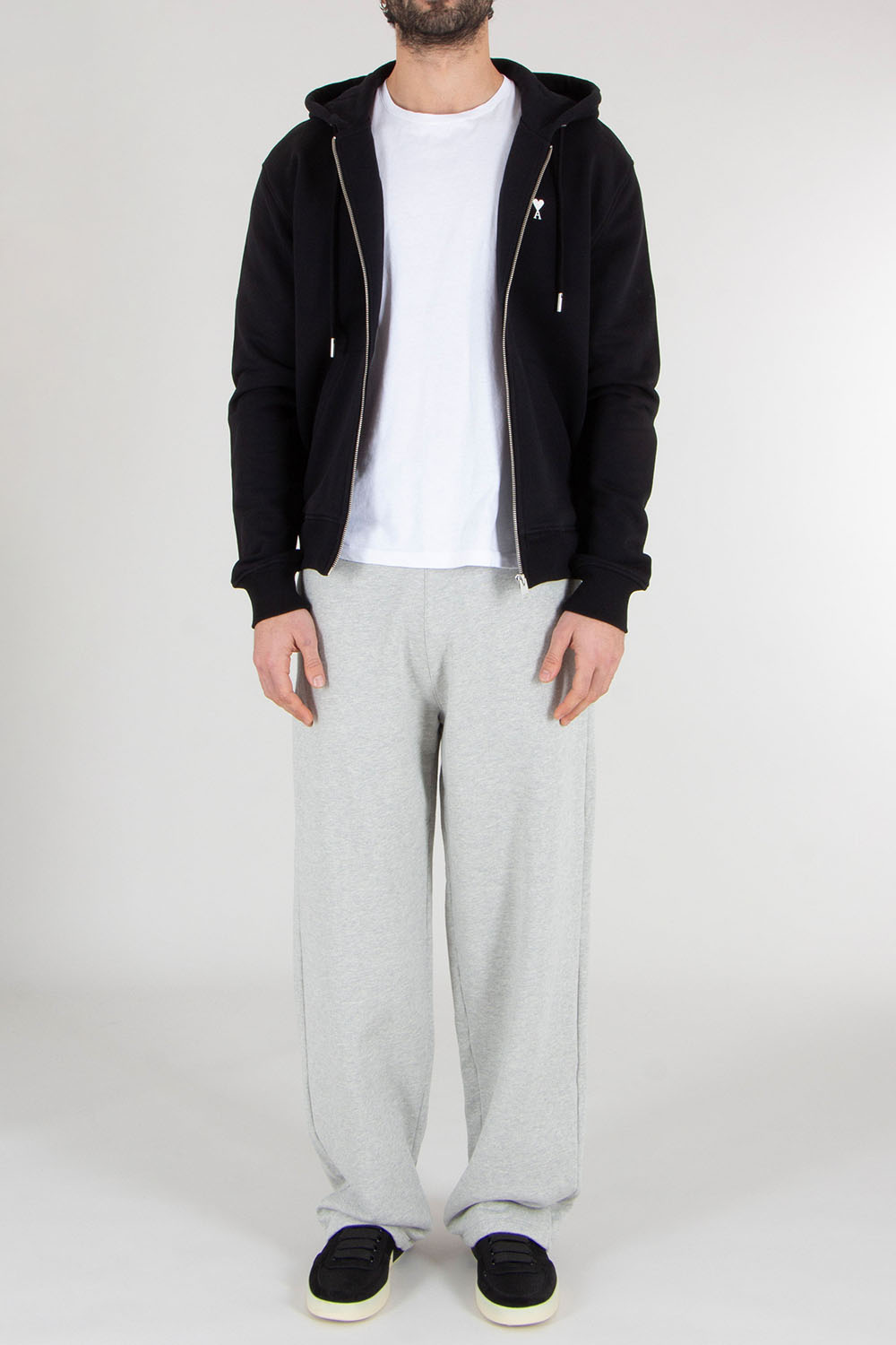 AMI PARIS Classic Fit Ami De Coeur Cotton Fleece Zip-Up Hoodie