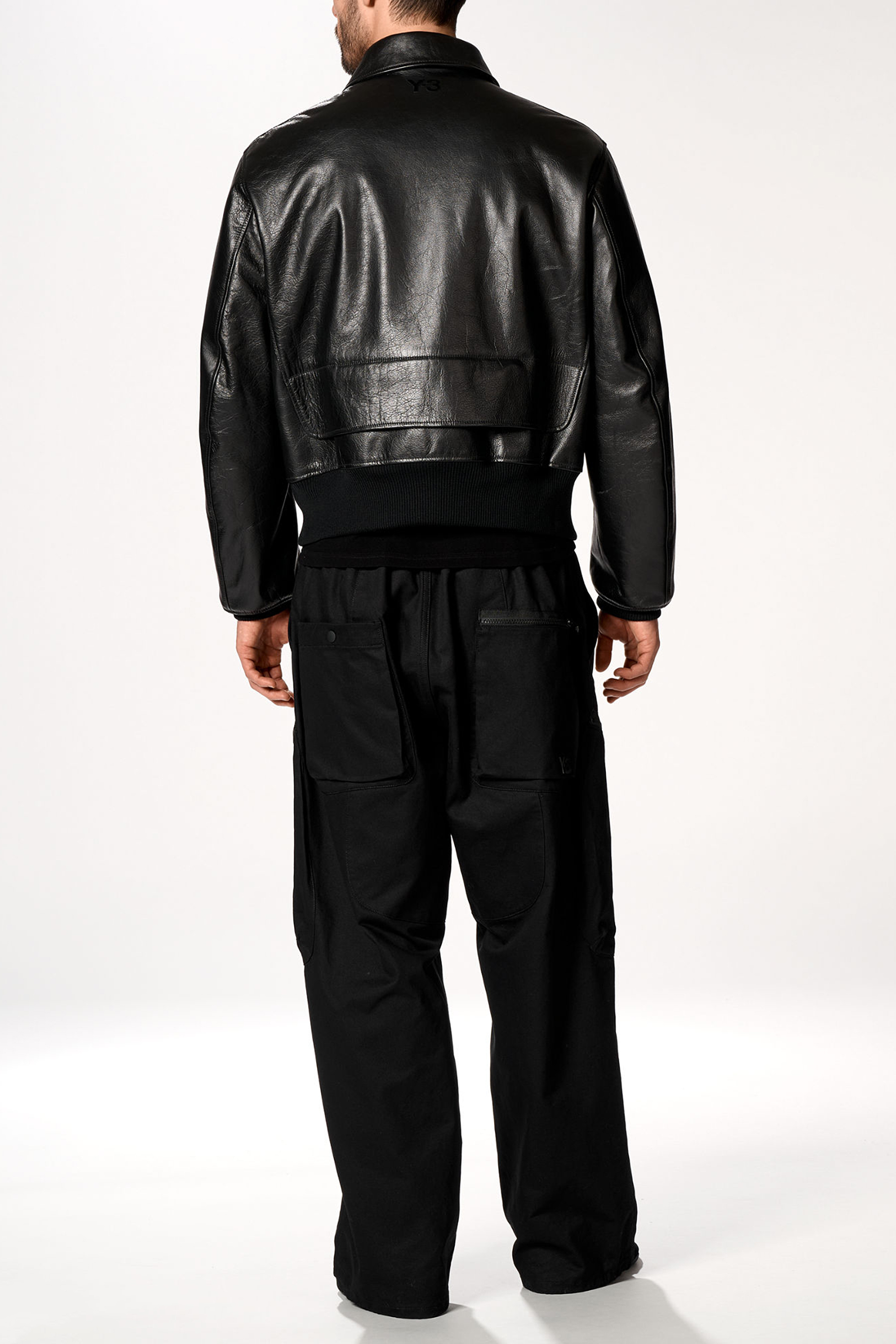 Y-3 Relaxed Fit Padded Leather Jacket Mantel, Jacke, Hosen, Mann, Person