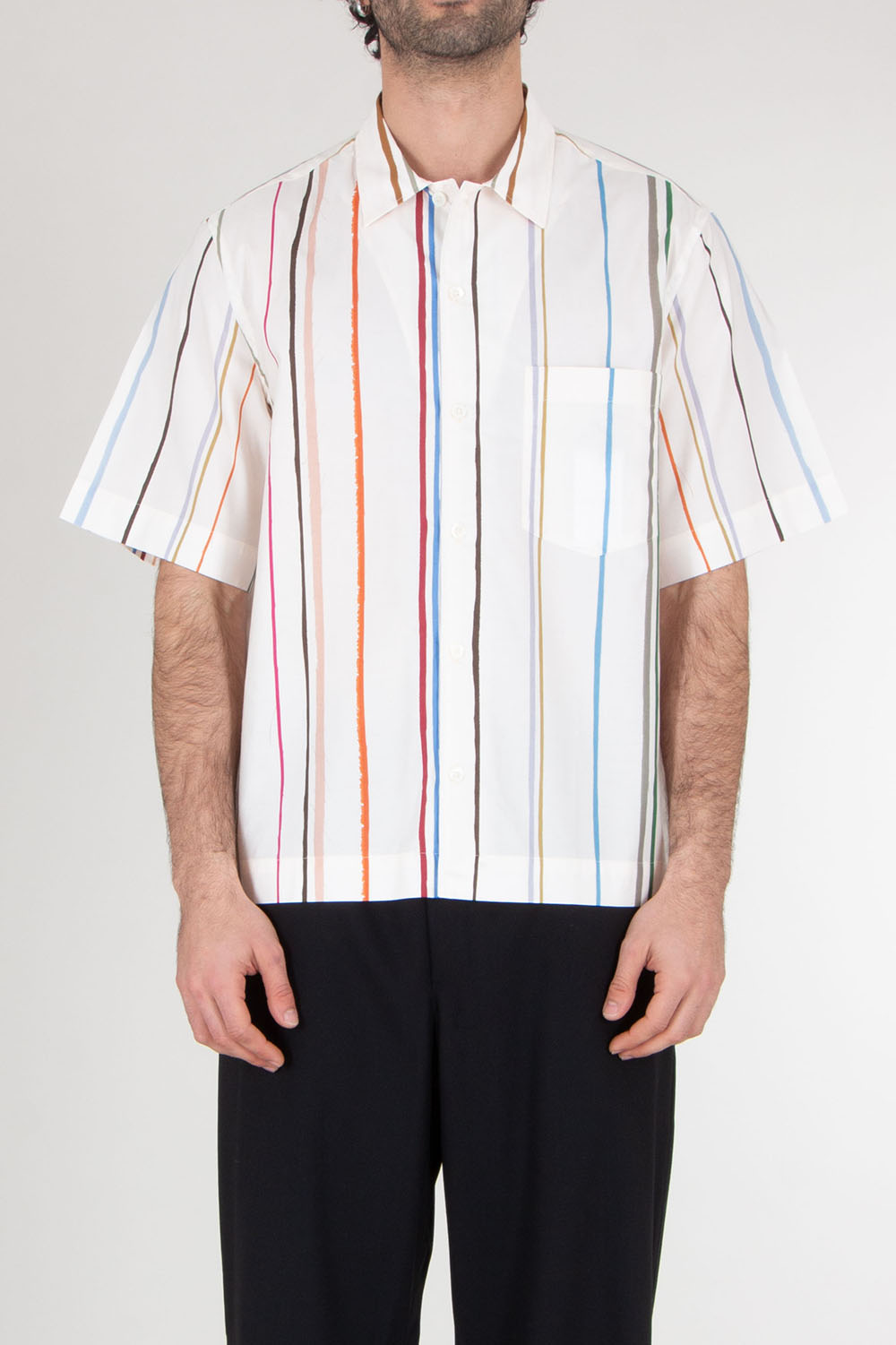 PAUL SMITH Relaxed Fit Painted Signature Stripe  Short Sleeve Shirt