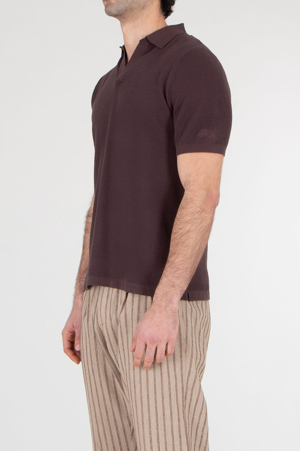 MC 2 SAINT BARTH Knitted Mesh Cotton Polo Shirt