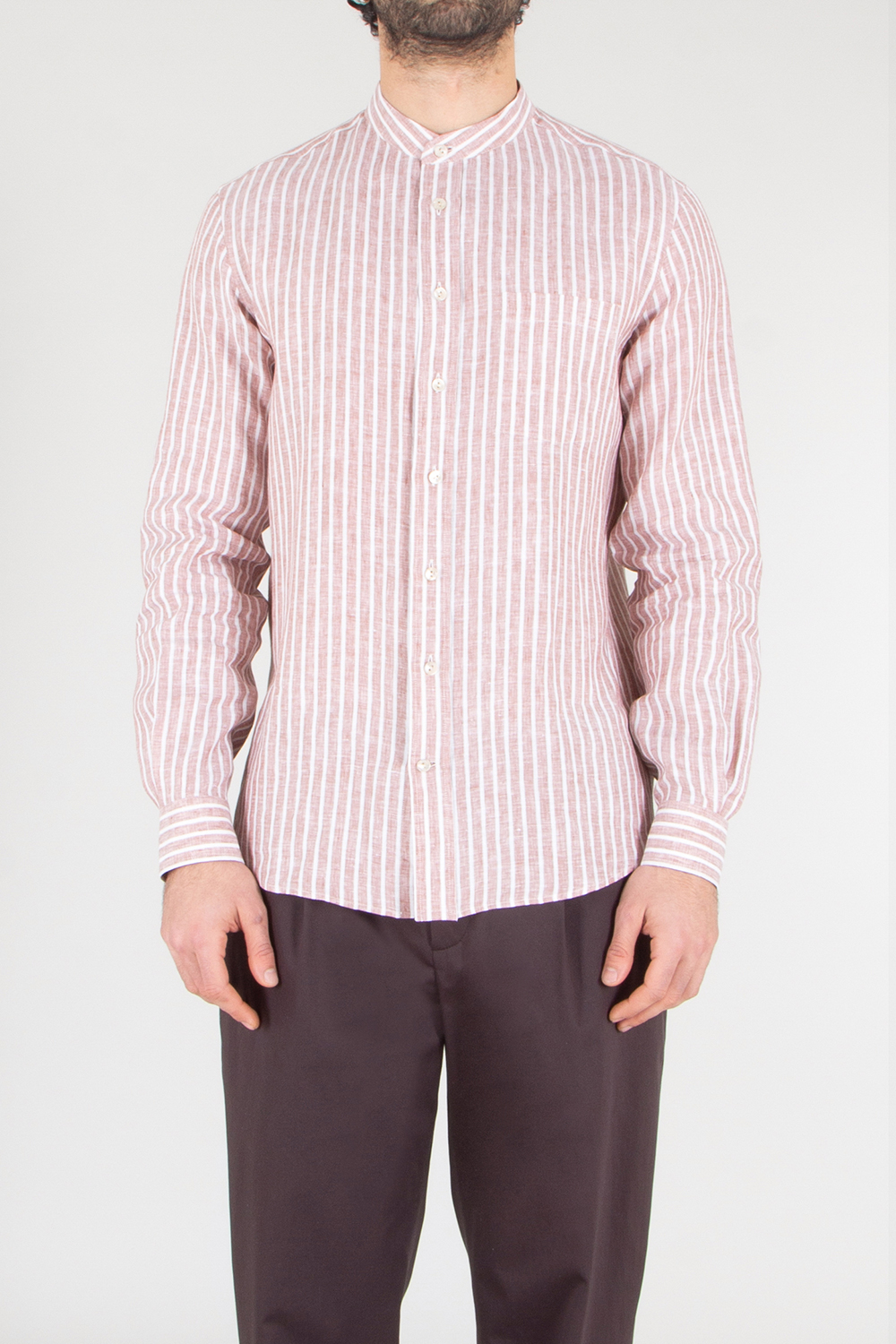 AGNONA Regular Fit Striped Linen Shirt