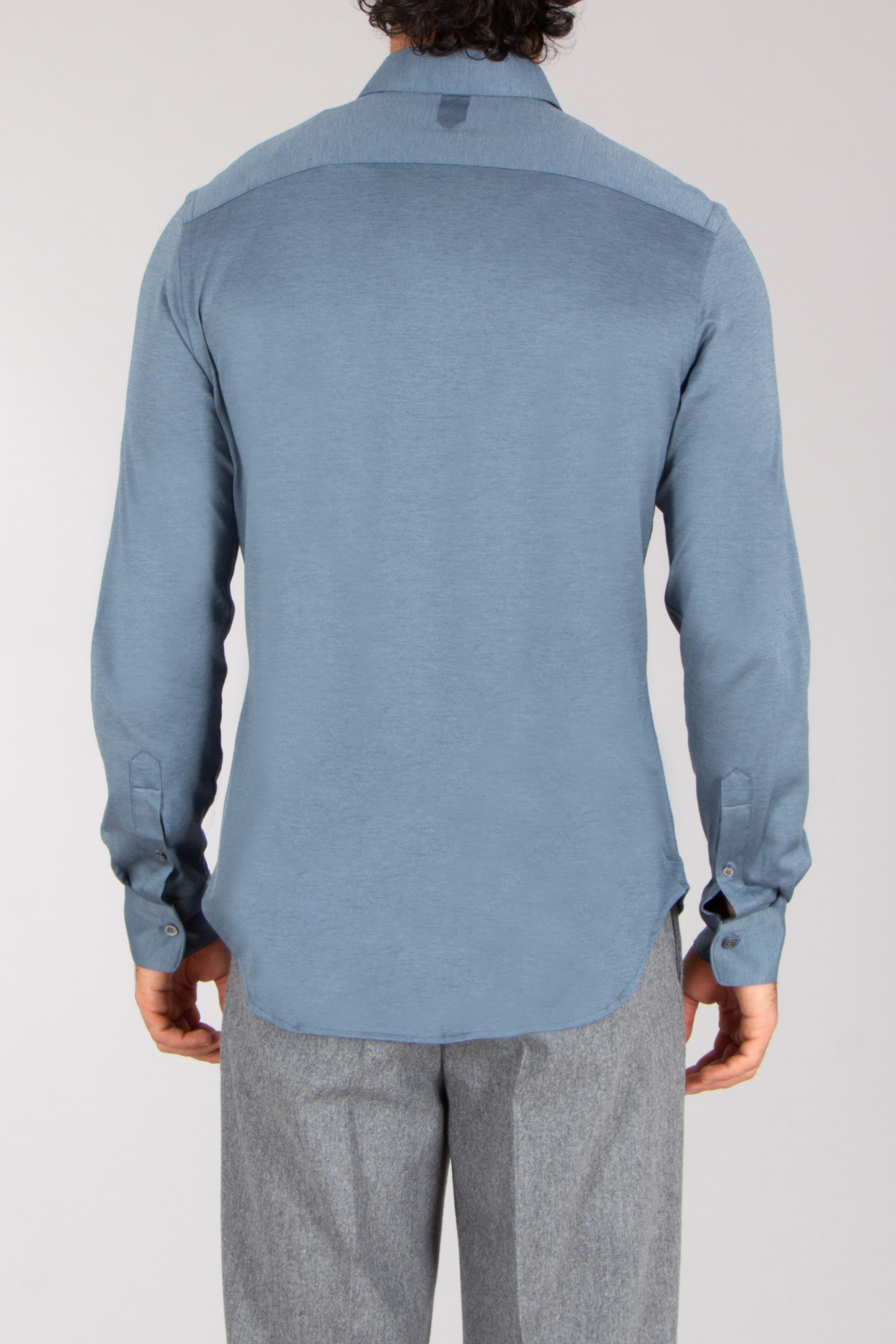 CANALI Regular Fit Cotton-Lyocell Piqué Shirt Langarm, Ärmel, Hemd, Hosen, Person