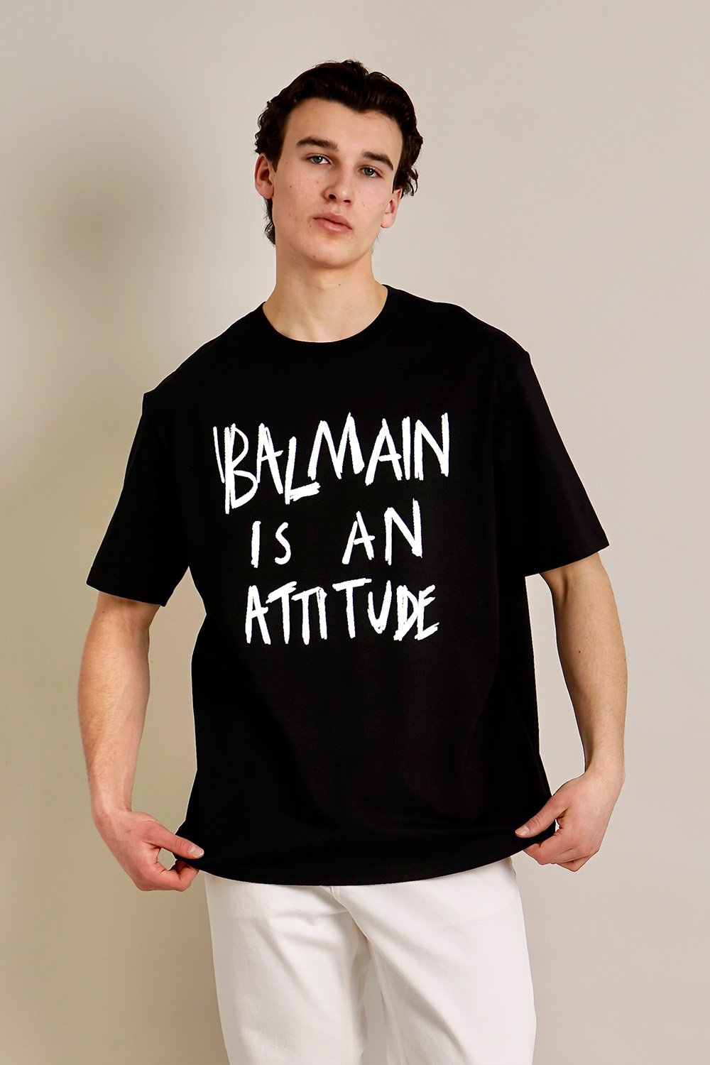 BALMAIN Regular Fit Printed Organic Cotton Jersey T-Shirt