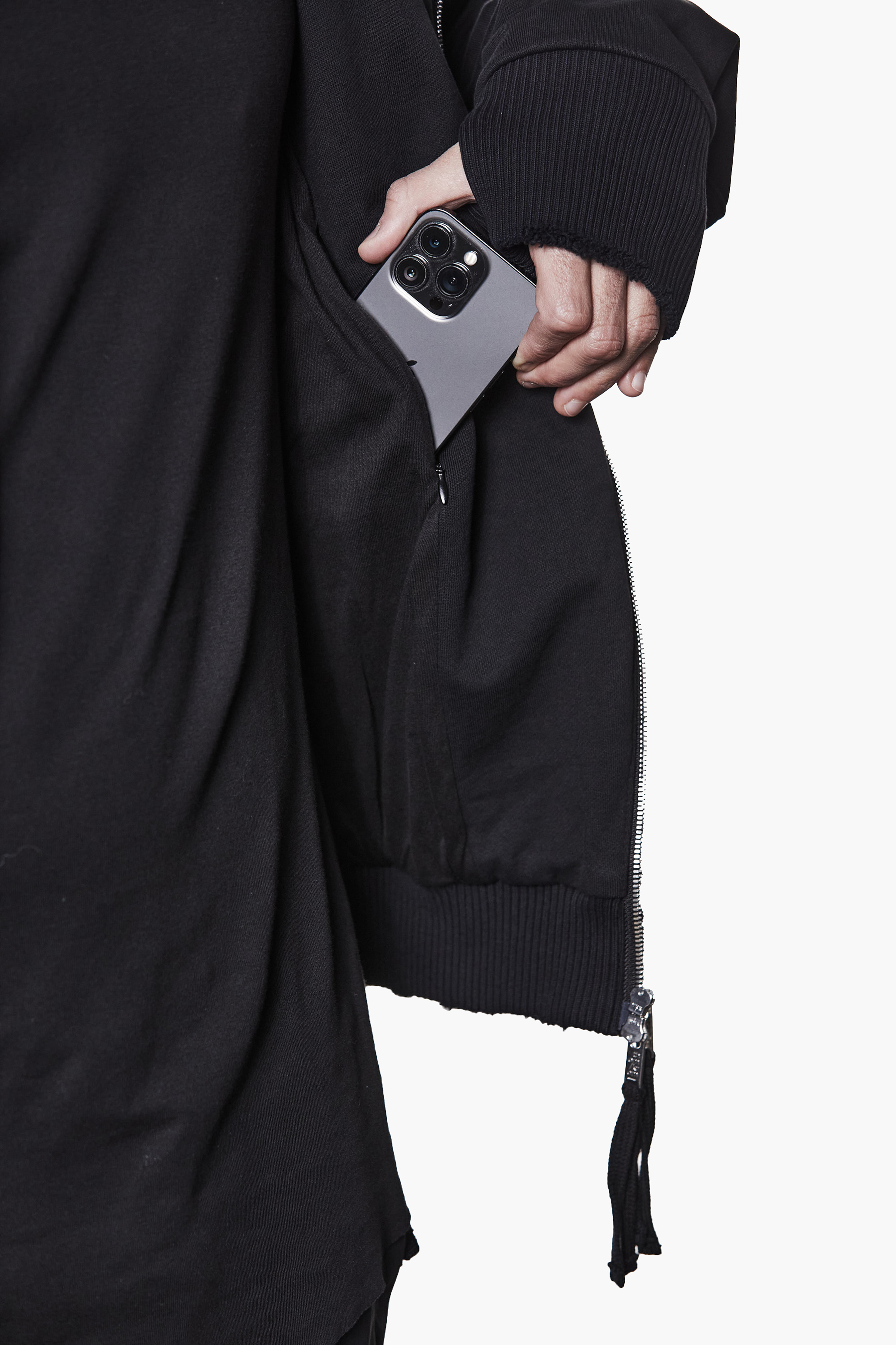 THOM KROM Relaxed Fit Cotton French Terry Zip-Up Hoodie Bekleidung, Langarm, Ärmel, Mantel, Person