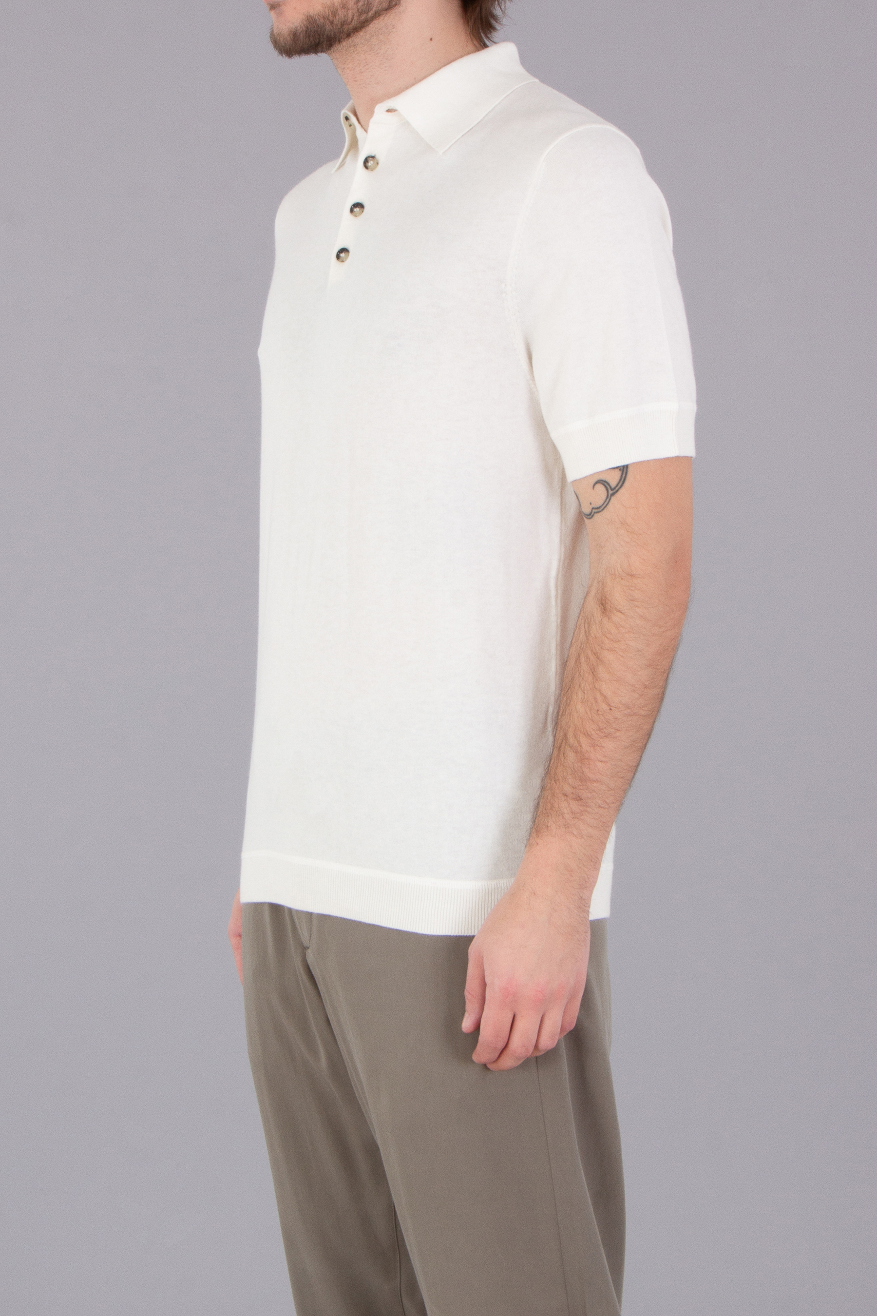 ALLUDE Cotton-Silk-Cashmere Blend Knit Polo ALLUDE Cotton-Silk-Cashmere Blend Knit Polo