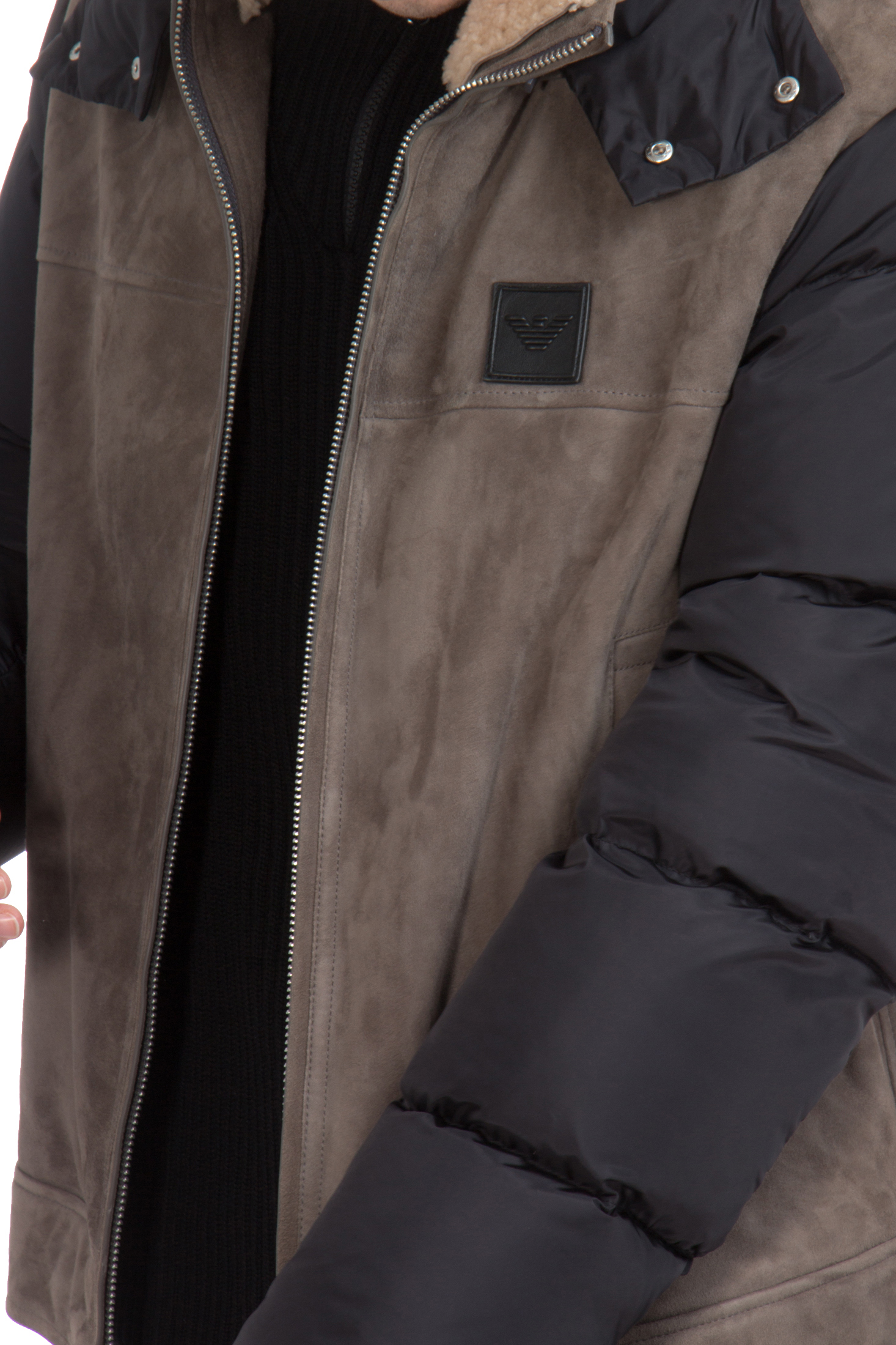 EMPORIO ARMANI Hooded Suede Down Jacket EMPORIO ARMANI Hooded Suede Down Jacket