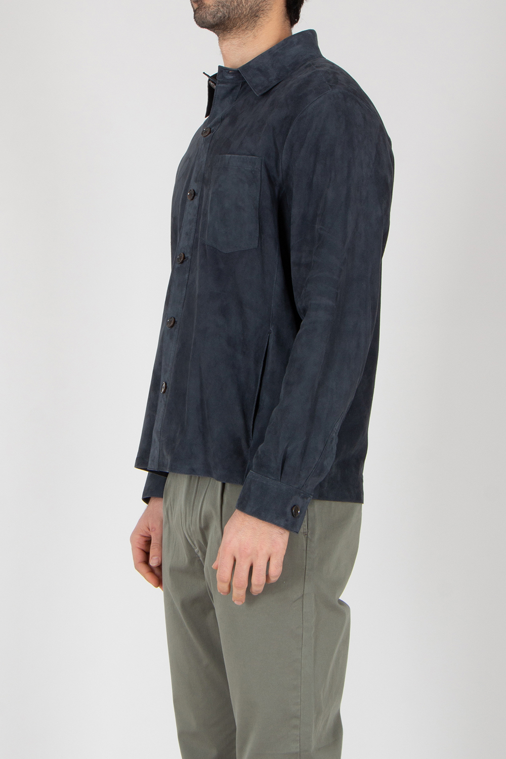ARMA Regular Fit Lamb Suede Shirt Dino