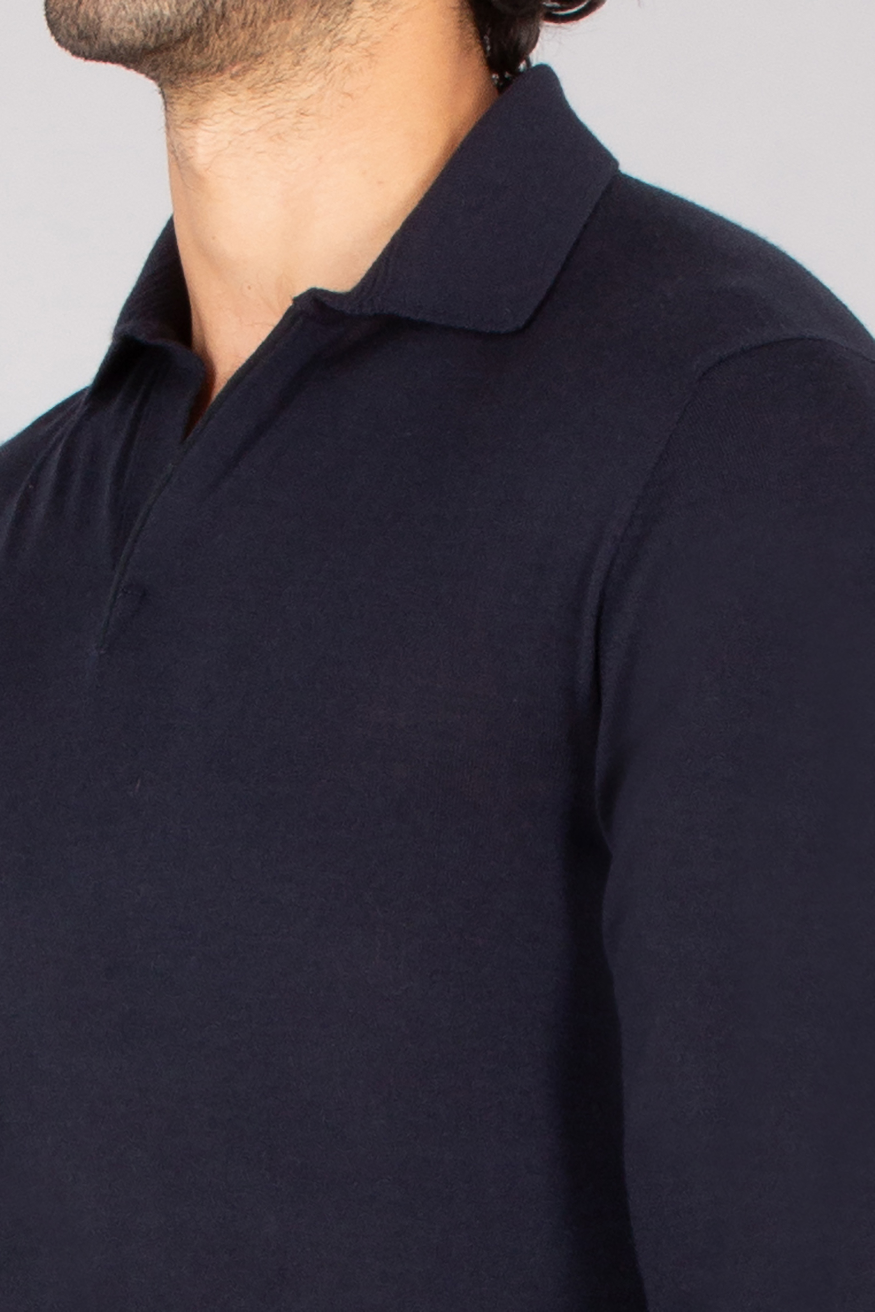 SEASE Regular Fit Ultra Fine Virgin Wool Knit Polo Lasca Langarm, Hemd, Erwachsener, Mann, Person
