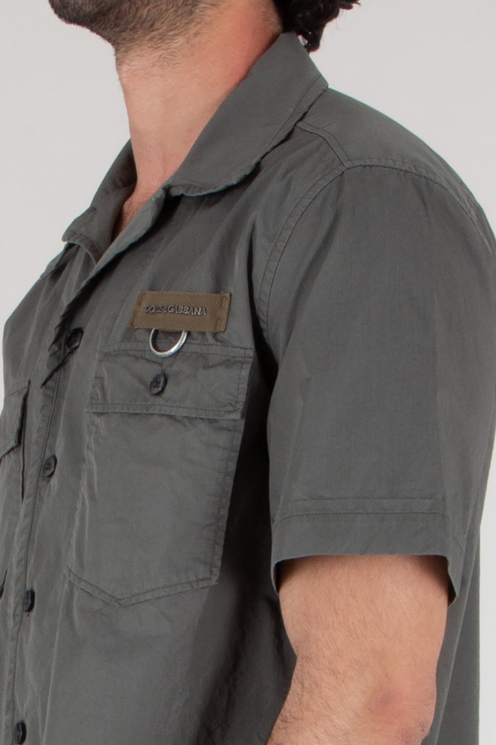 DOLCE & GABBANA Relaxed Fit  Short Sleeve Cotton Poplin Cargo Shirt