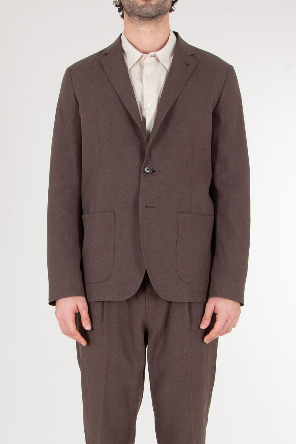 HERNO Regular Fit Cotton Linen Popeline Blazer