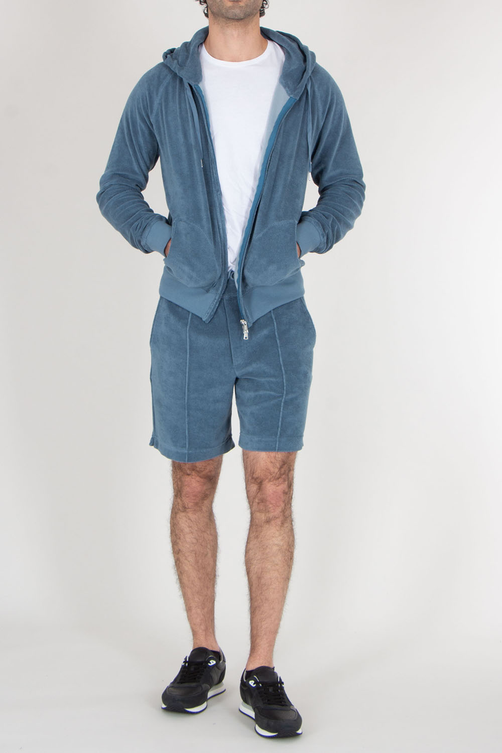 AURÉLIEN Cotton Blend Terry Zip Hoodie 