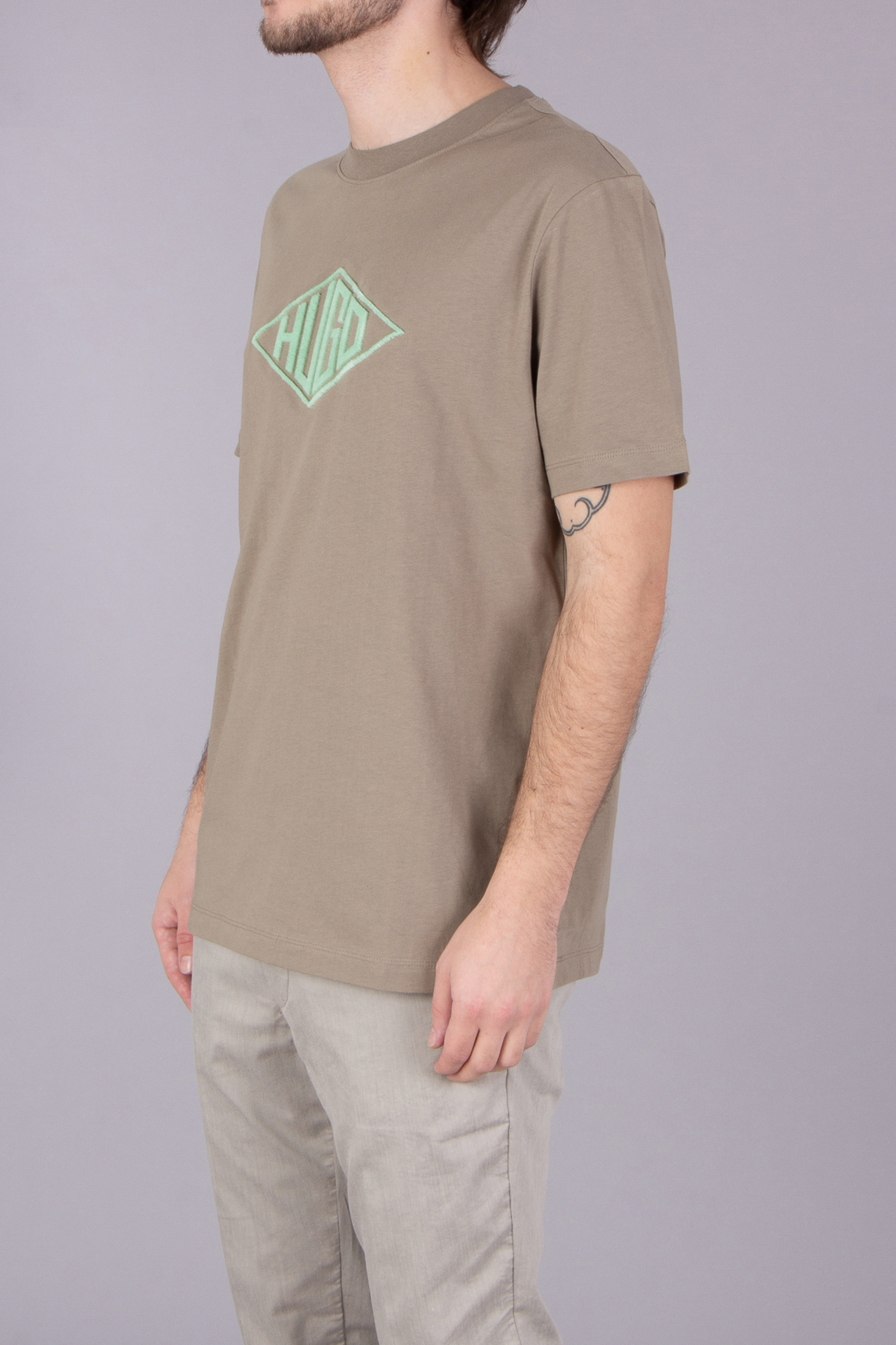 HUGO Regular Fit Embroiered Cotton Jersey T-Shirt Dalendi HUGO Regular Fit Embroiered Cotton Jersey T-Shirt Dalendi