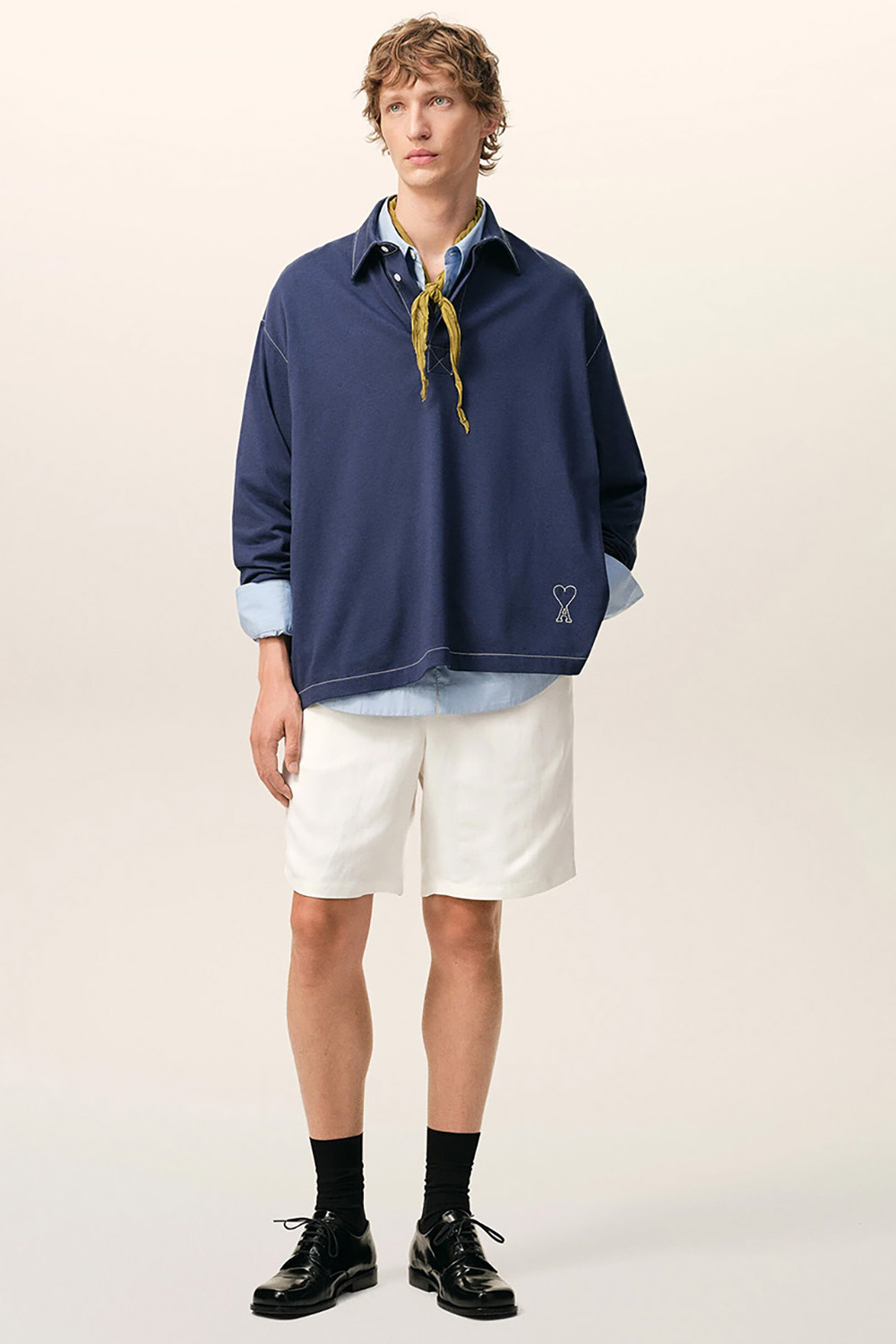 AMI PARIS Regular Fit Linen Blend Shorts