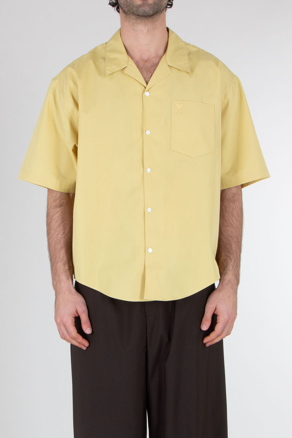 AMI PARIS Oversized Short Sleeve Cotton Shirt 