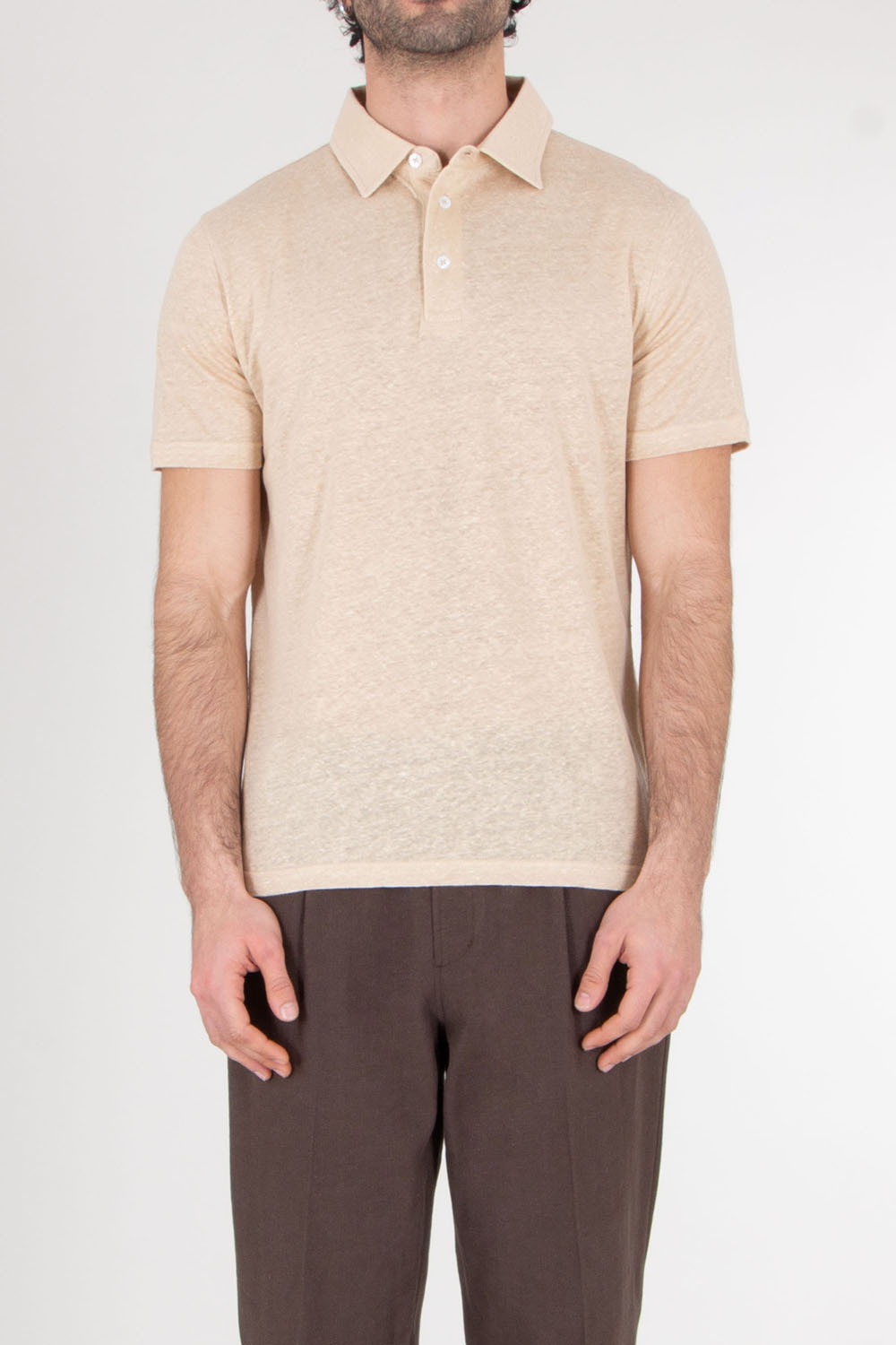 AURÉLIEN Slim Fit Linen Polo Shirt