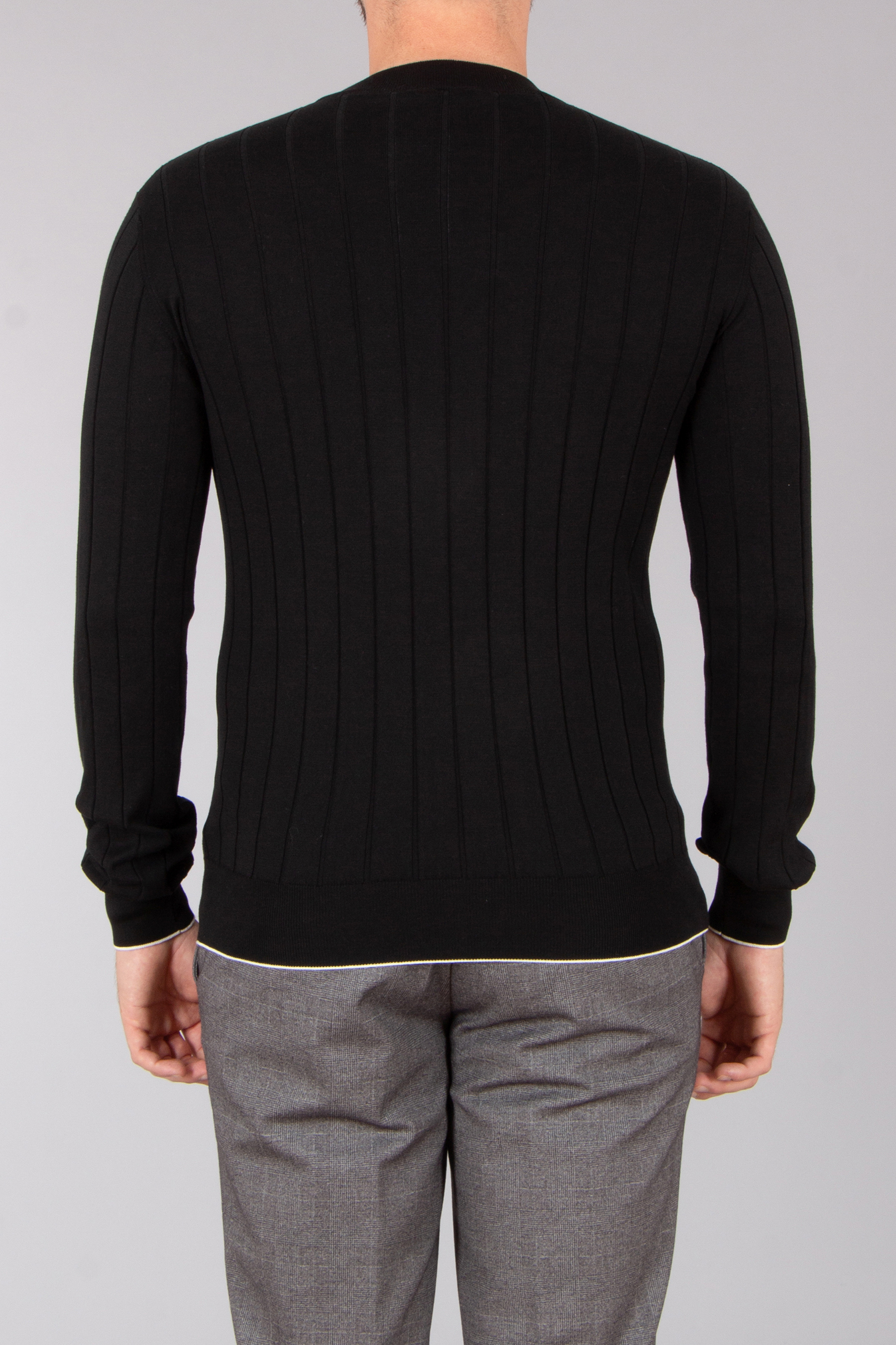 BALMAIN Slim Fit Ribbed Silk-Cotton Stretch Blend Sweater Strickwaren, Pullover, Hosen, Langarm, Mantel