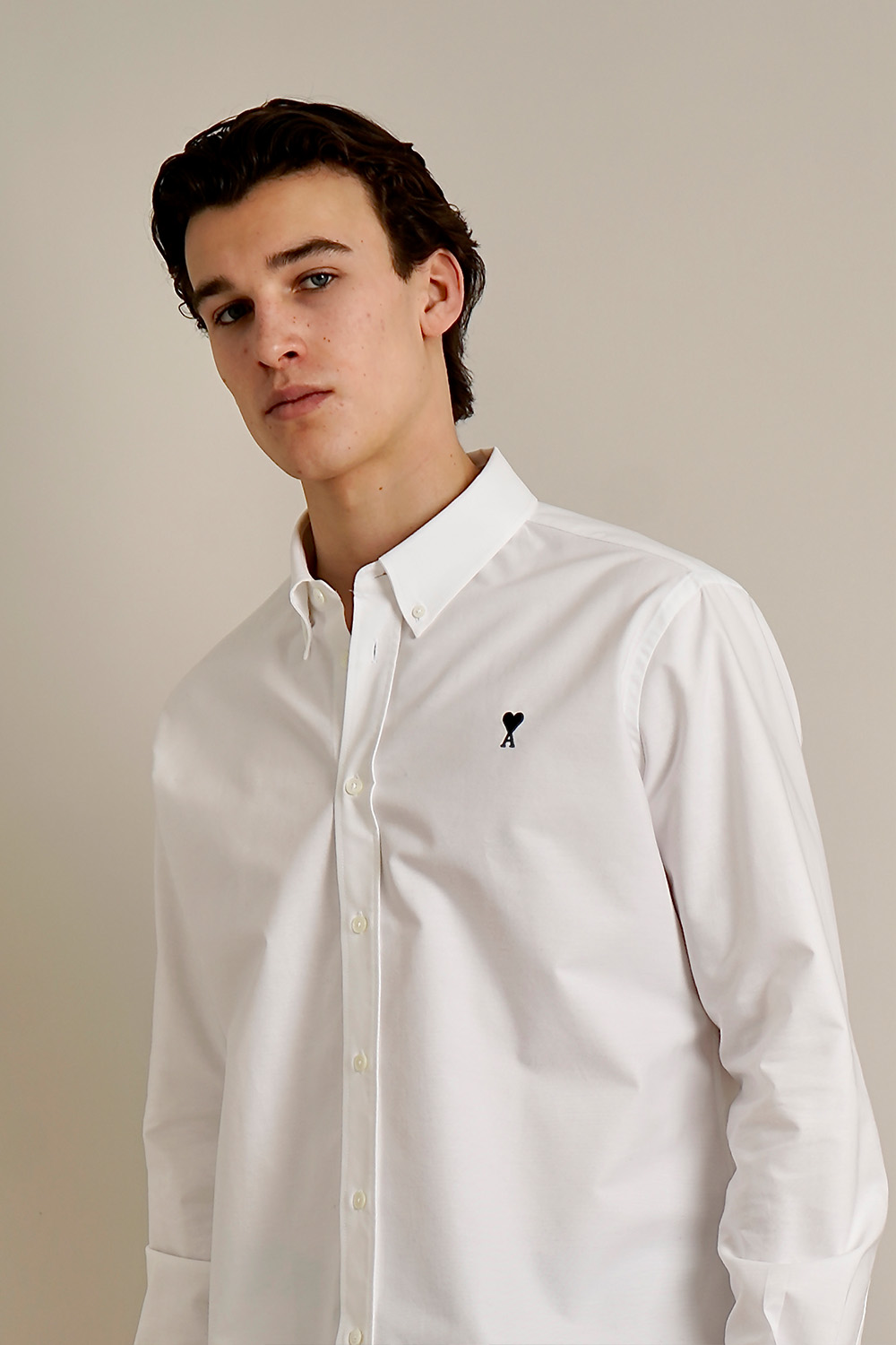 AMI PARIS Classic Fit Ami De Coeur Cotton Oxford Button-Down Shirt