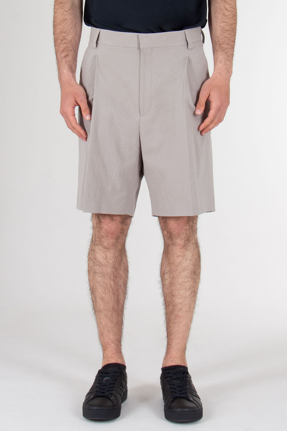 HUGO Regular Fit Seersucker Pleated Shorts