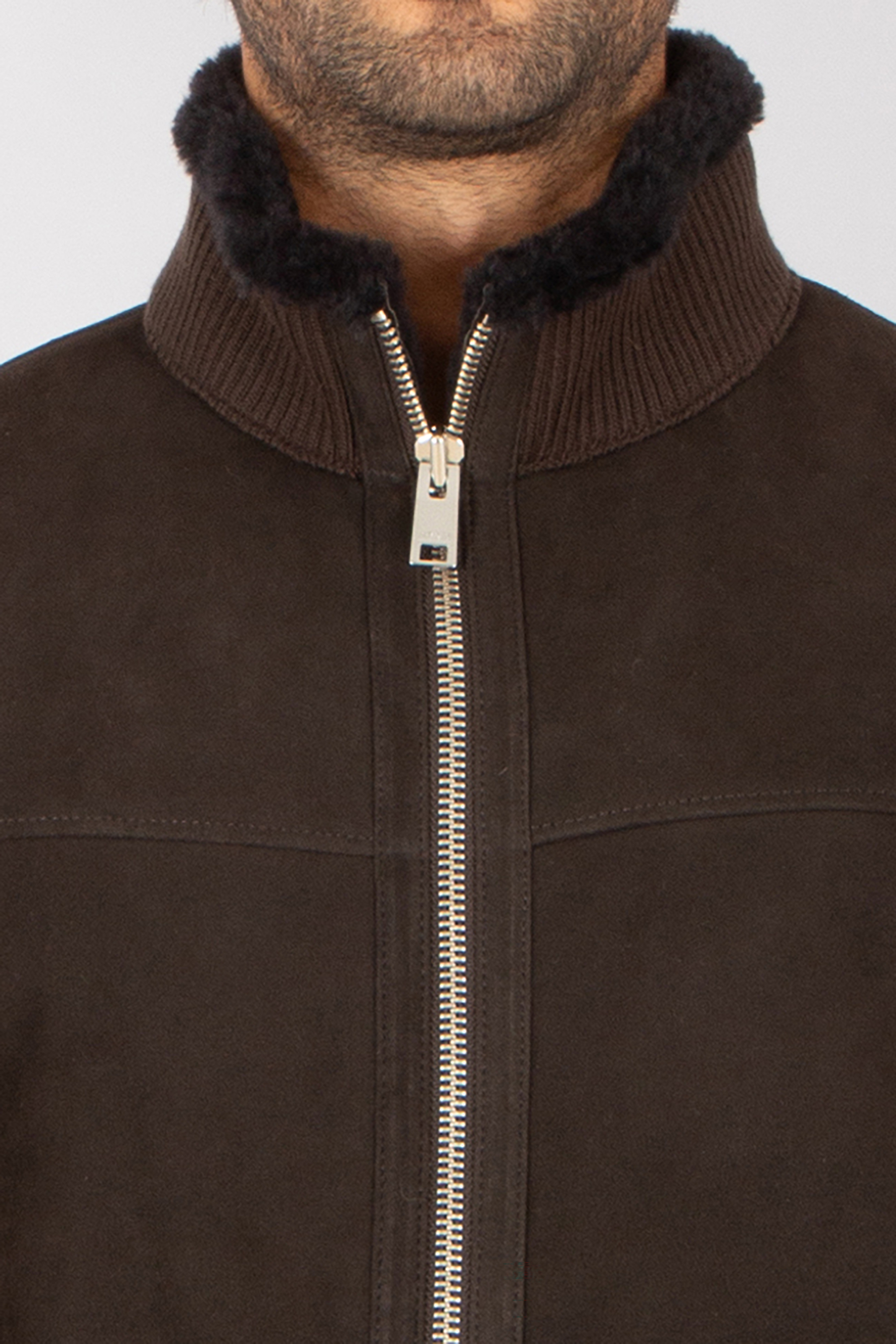 ARMA Regular Fit Shearling Suede Jacket Arek Bekleidung, Mantel, Jacke, Fleece