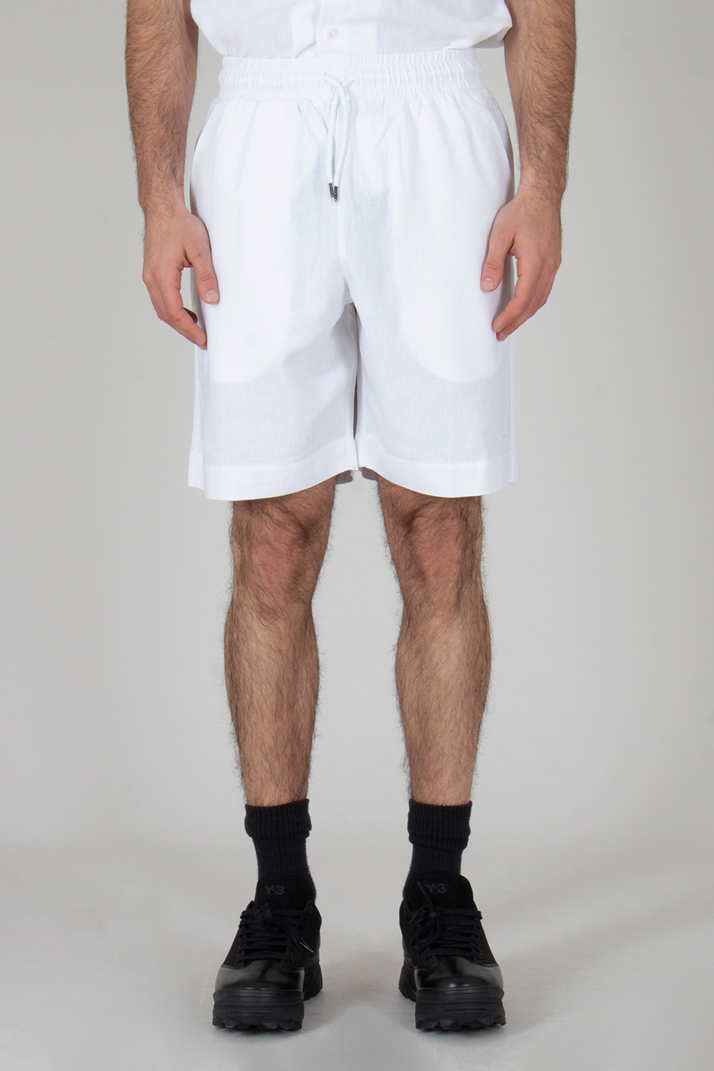 EMPORIO ARMANI Relaxed Fit Linen Blend Bermuda Shorts